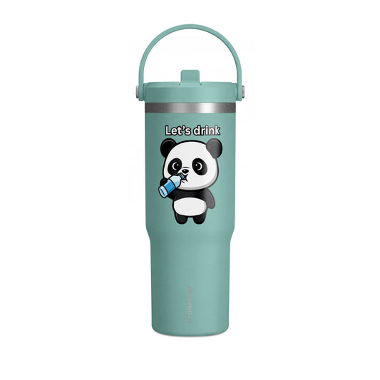 32oz Nomad Tumbler — Cute Panda “Let's Drink” Insulated Travel Bottle