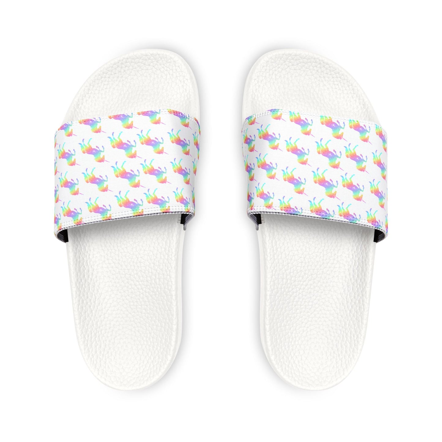 Youth Rainbow Unicorn Slide Sandals — Removable Strap Kids Beach Slides