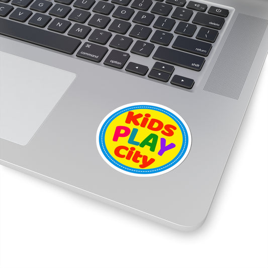 Kids Play City Round Sticker — Bright Colorful Kids Playroom Decal