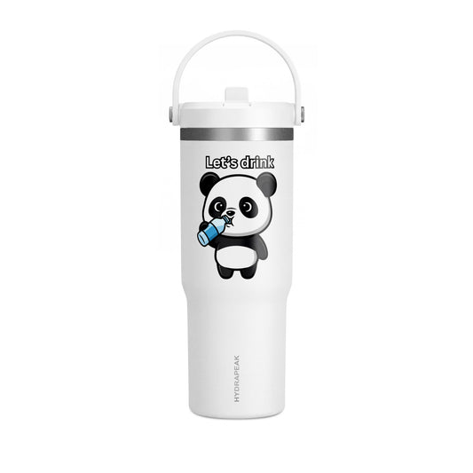 32oz Nomad Tumbler — Cute Panda “Let's Drink” Insulated Travel Bottle