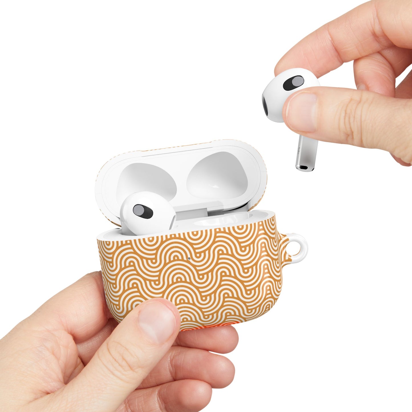 Retro Wave AirPod Case — Beige Geometric Pattern Protective Cover