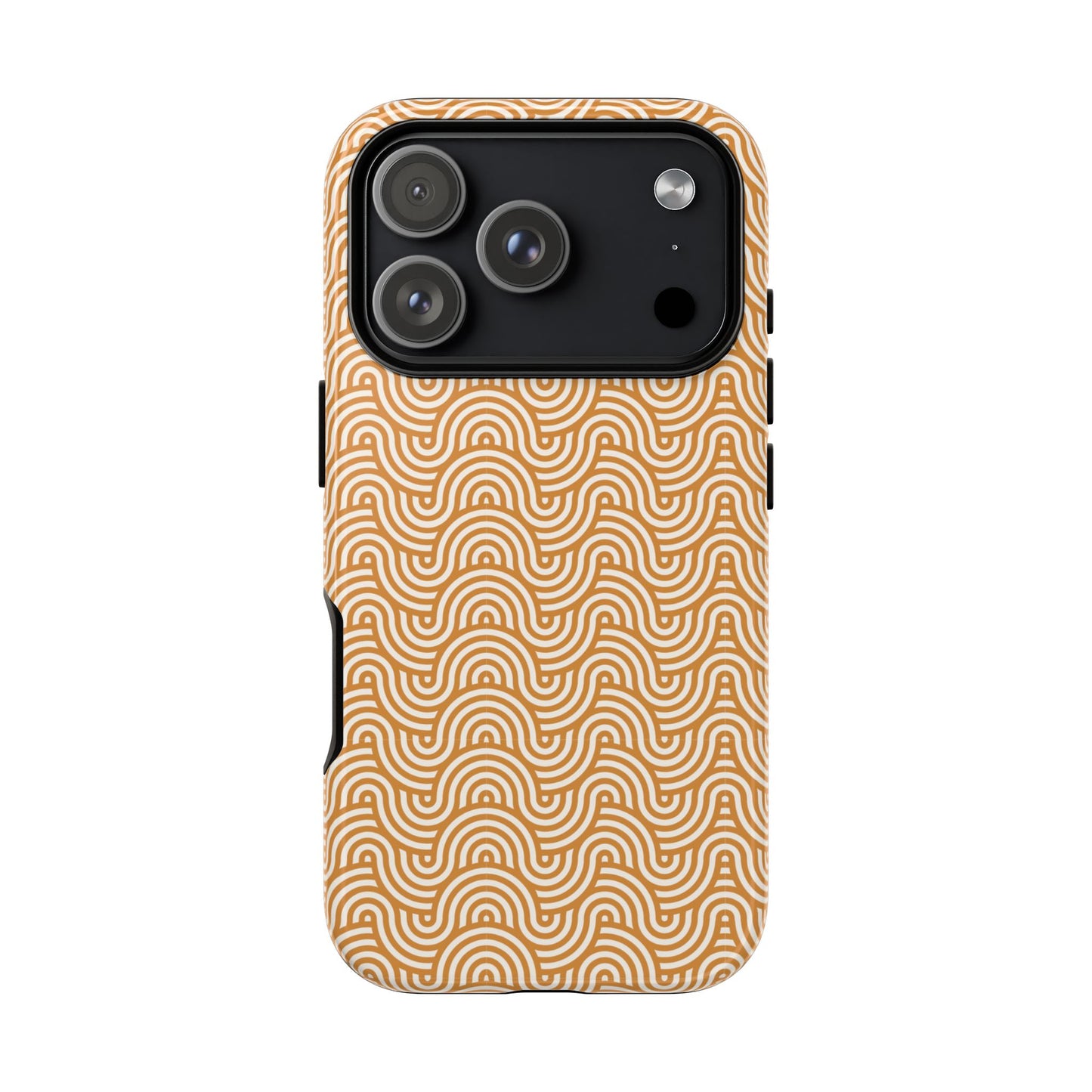 iPhone Tough Case — Beige Retro Wave Pattern Protective Phone Cover