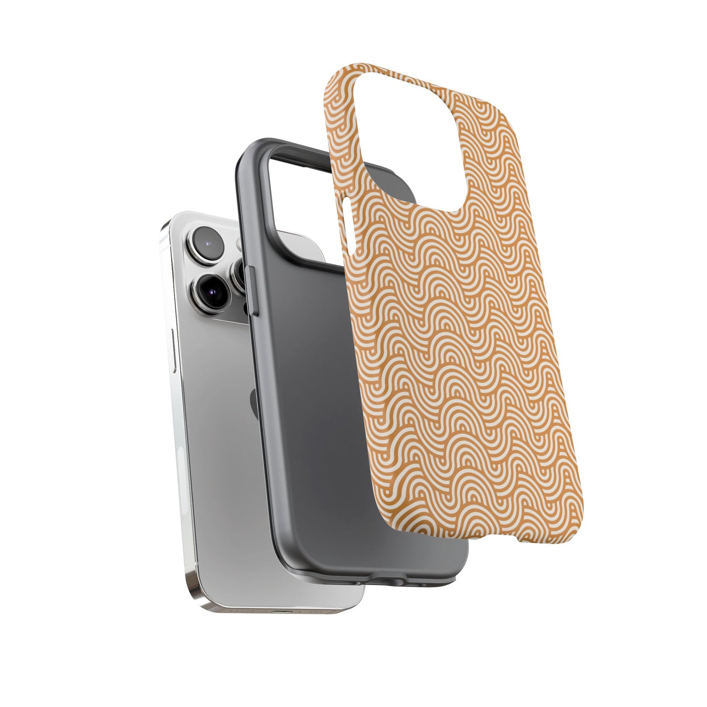 iPhone Tough Case — Beige Retro Wave Pattern Protective Phone Cover