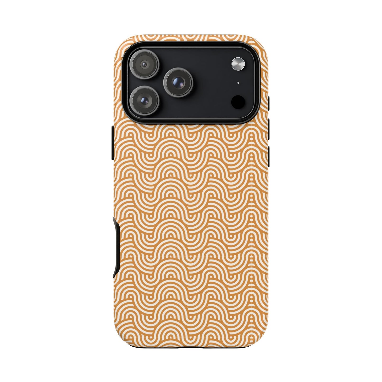 iPhone Tough Case — Beige Retro Wave Pattern Protective Phone Cover