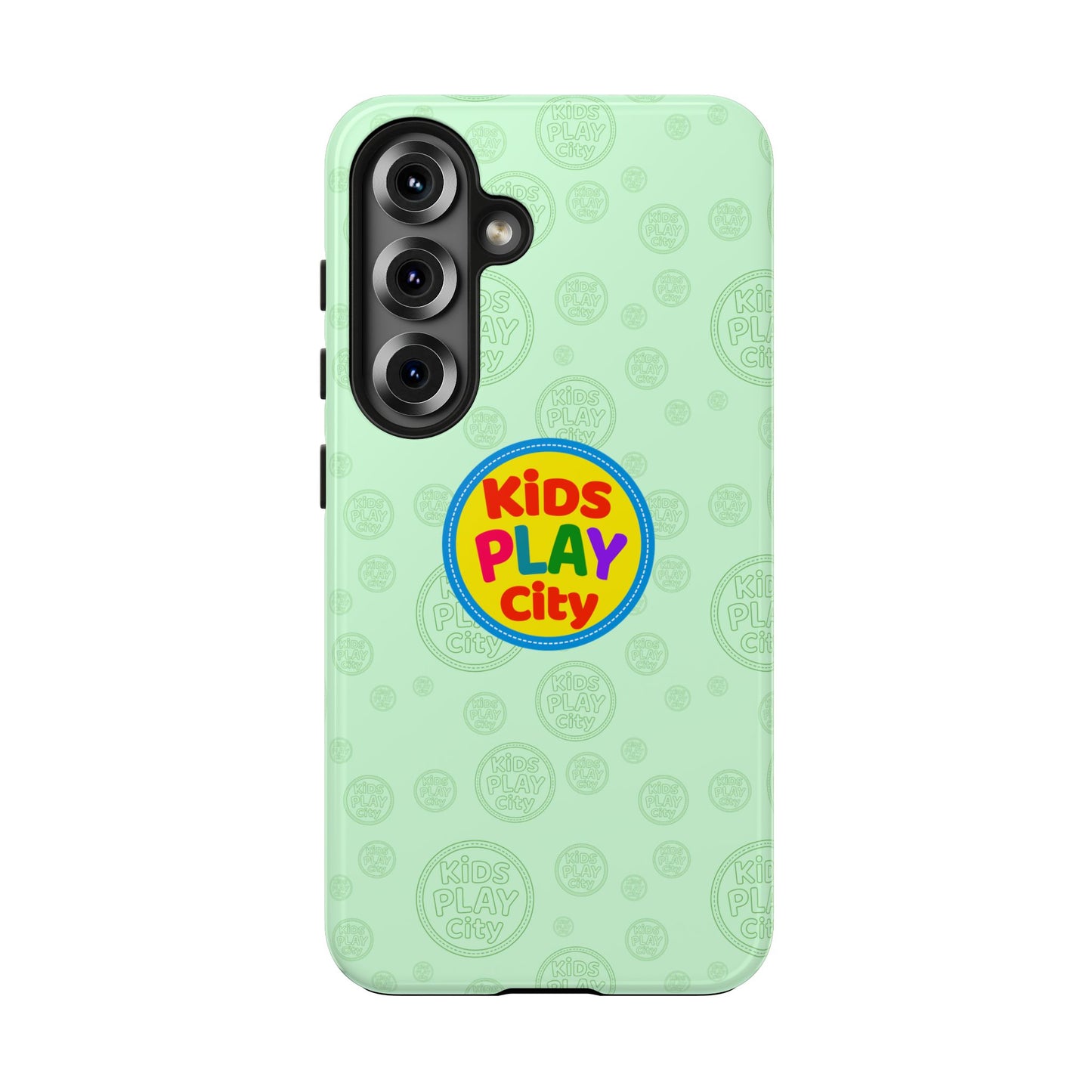 Kids Play City Tough Phone Case — Mint Protective Phone Cover with Kids Play City Logo