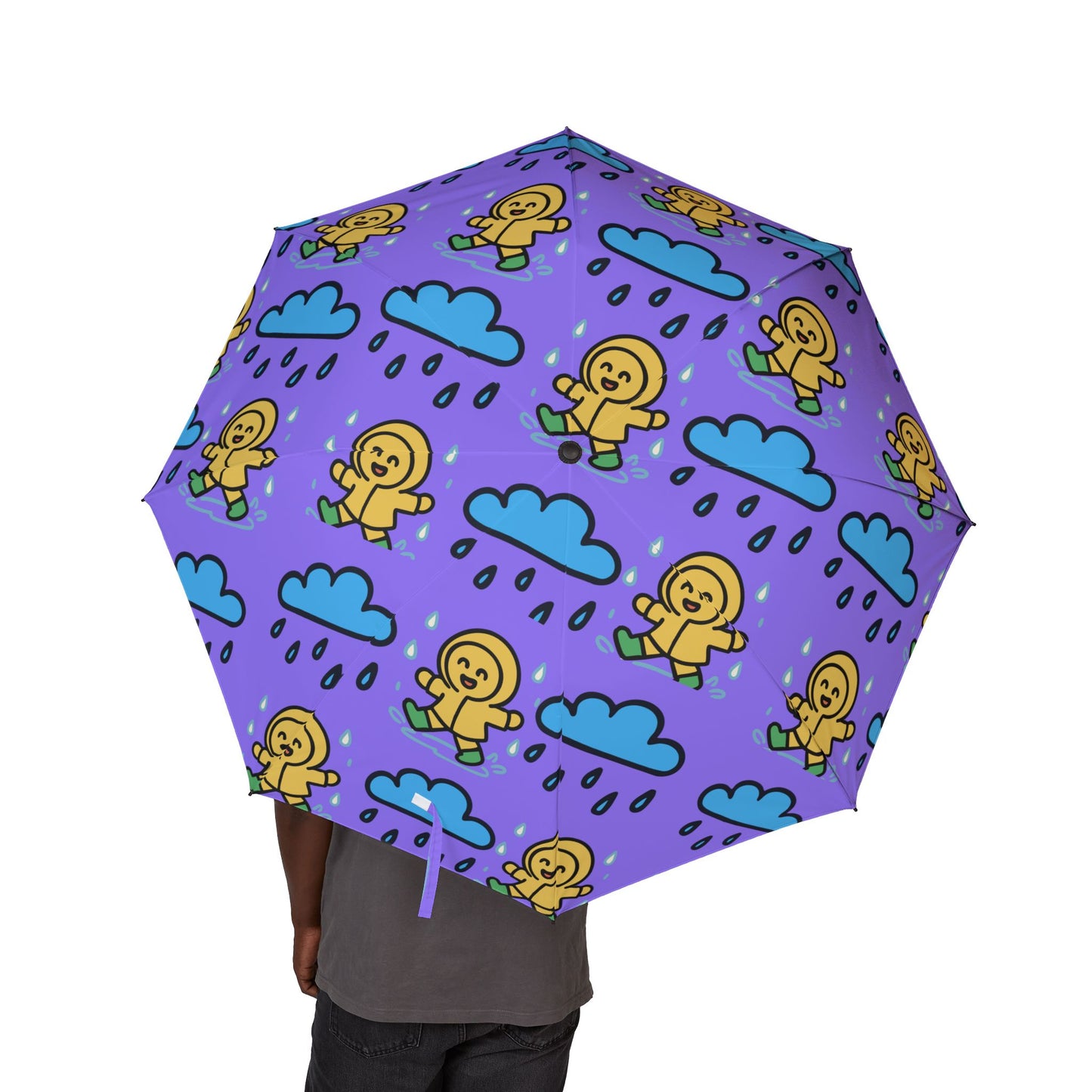 Foldable Umbrella — Cute Rain Cloud & Smiley Pineapple Pattern