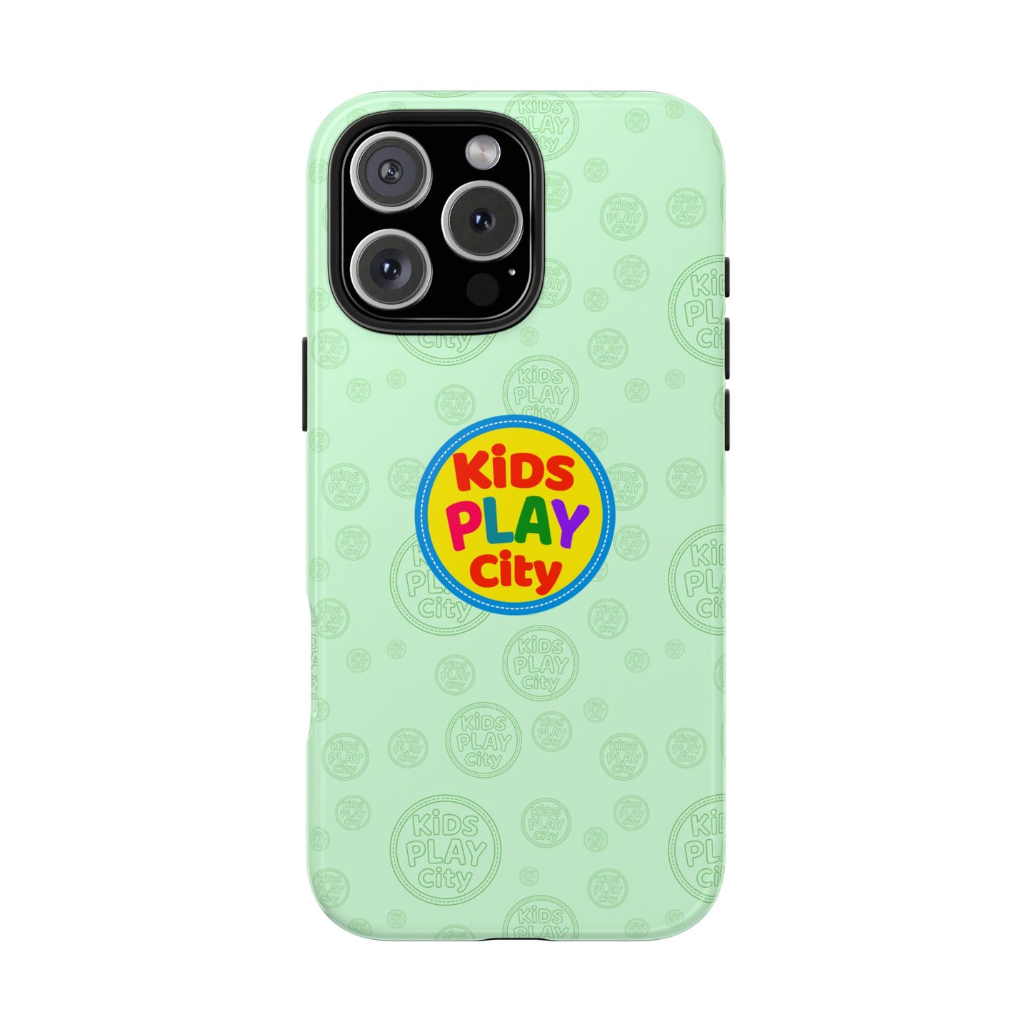 Kids Play City Tough Phone Case — Mint Protective Phone Cover with Kids Play City Logo