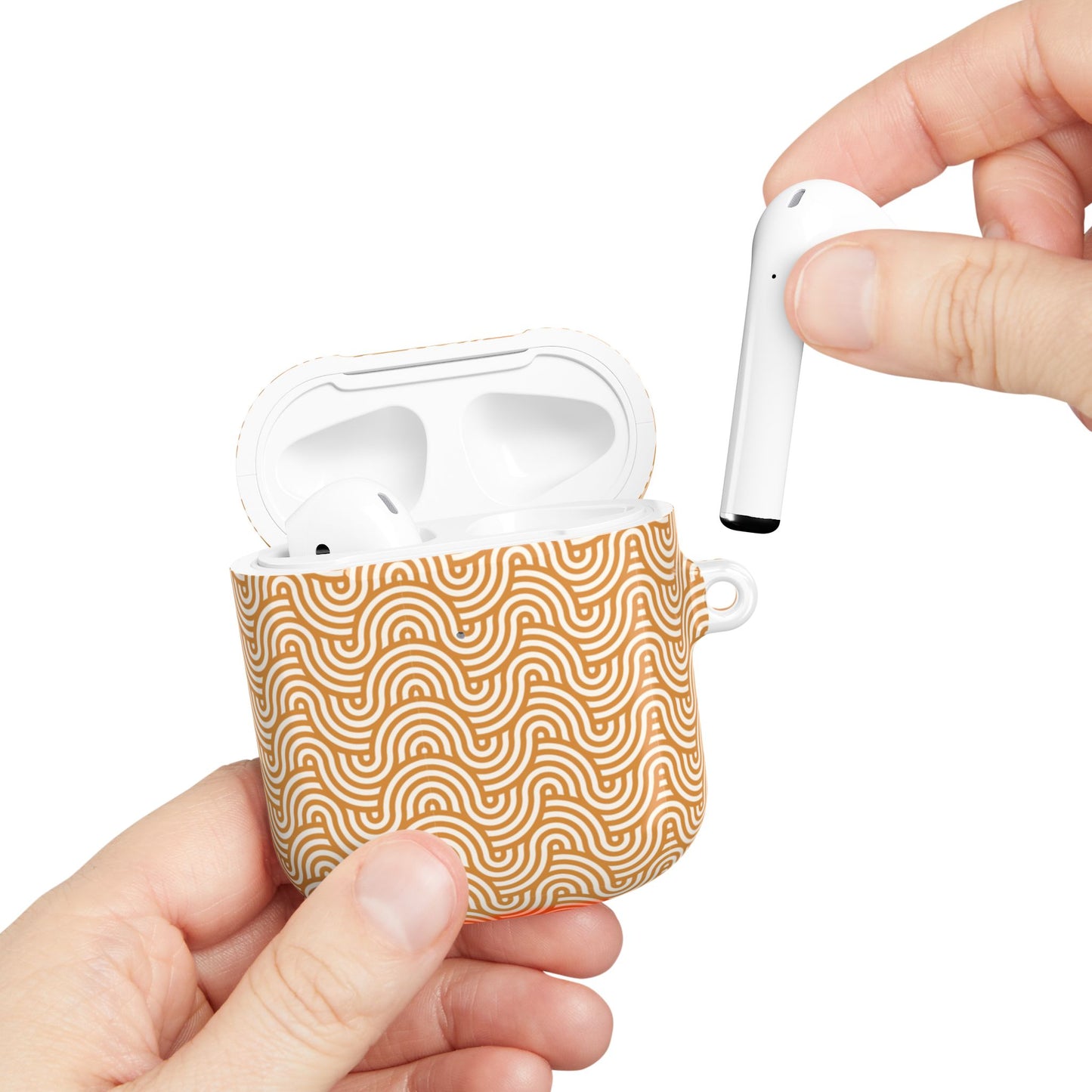 Retro Wave AirPod Case — Beige Geometric Pattern Protective Cover