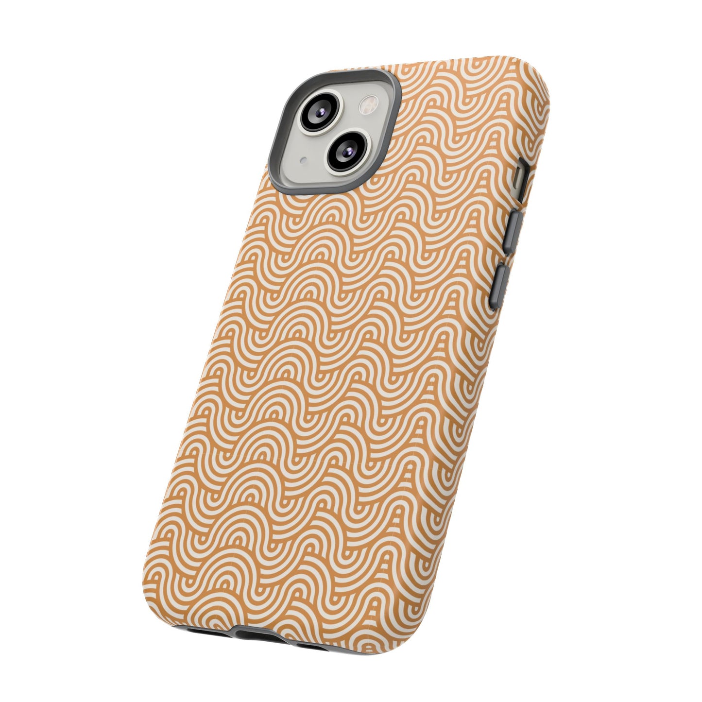 iPhone Tough Case — Beige Retro Wave Pattern Protective Phone Cover
