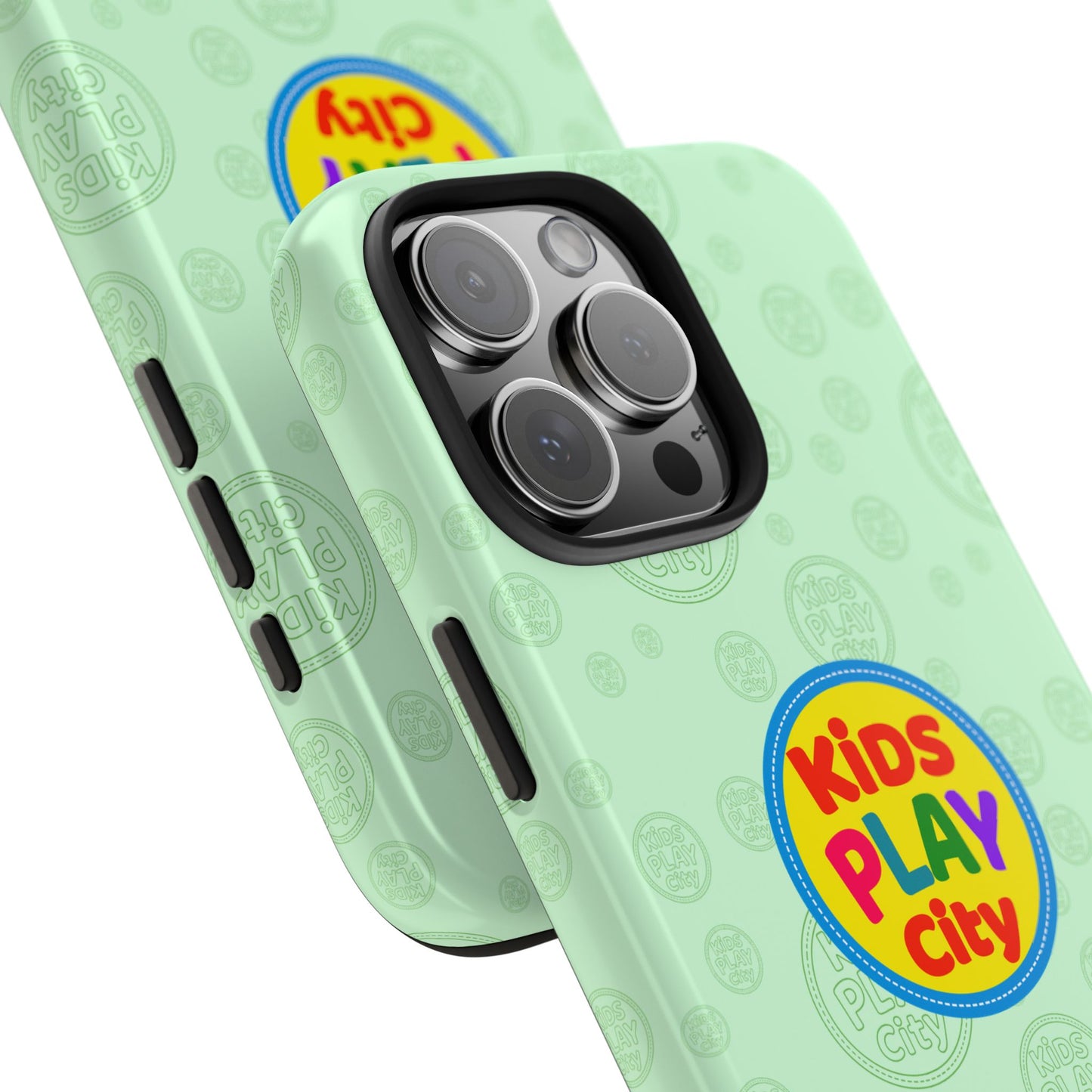 Kids Play City Tough Phone Case — Mint Protective Phone Cover with Kids Play City Logo