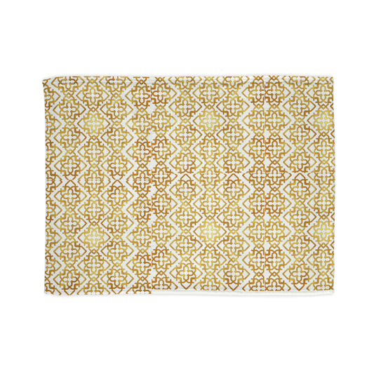 Geometric Gold Moroccan Throw Blanket — Soft Polyester Decorative Bed & Sofa Blanket