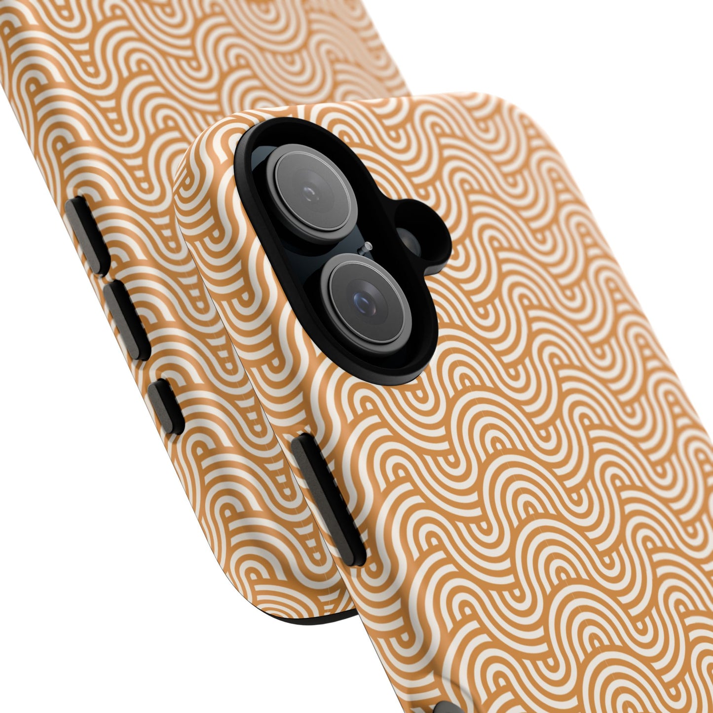 iPhone Tough Case — Beige Retro Wave Pattern Protective Phone Cover