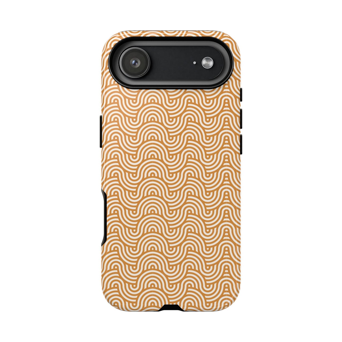 iPhone Tough Case — Beige Retro Wave Pattern Protective Phone Cover
