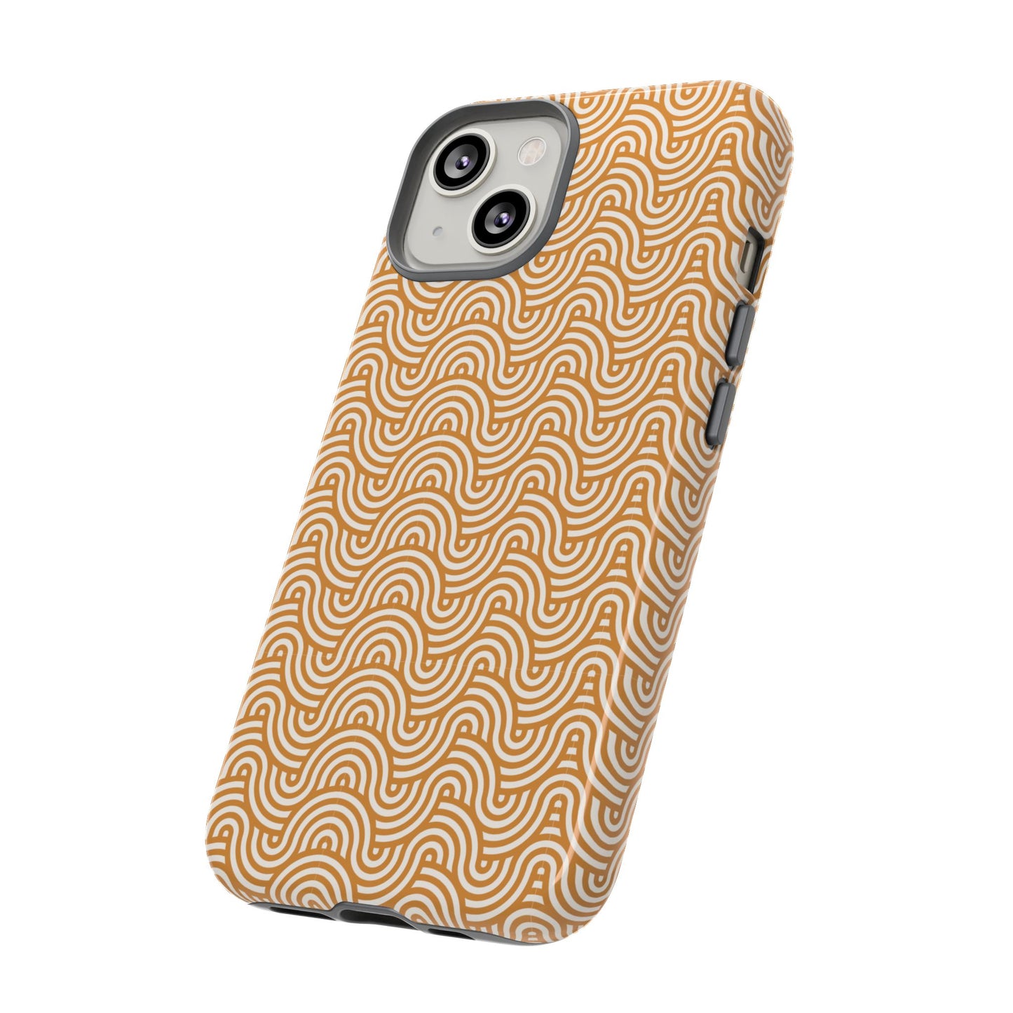 iPhone Tough Case — Beige Retro Wave Pattern Protective Phone Cover