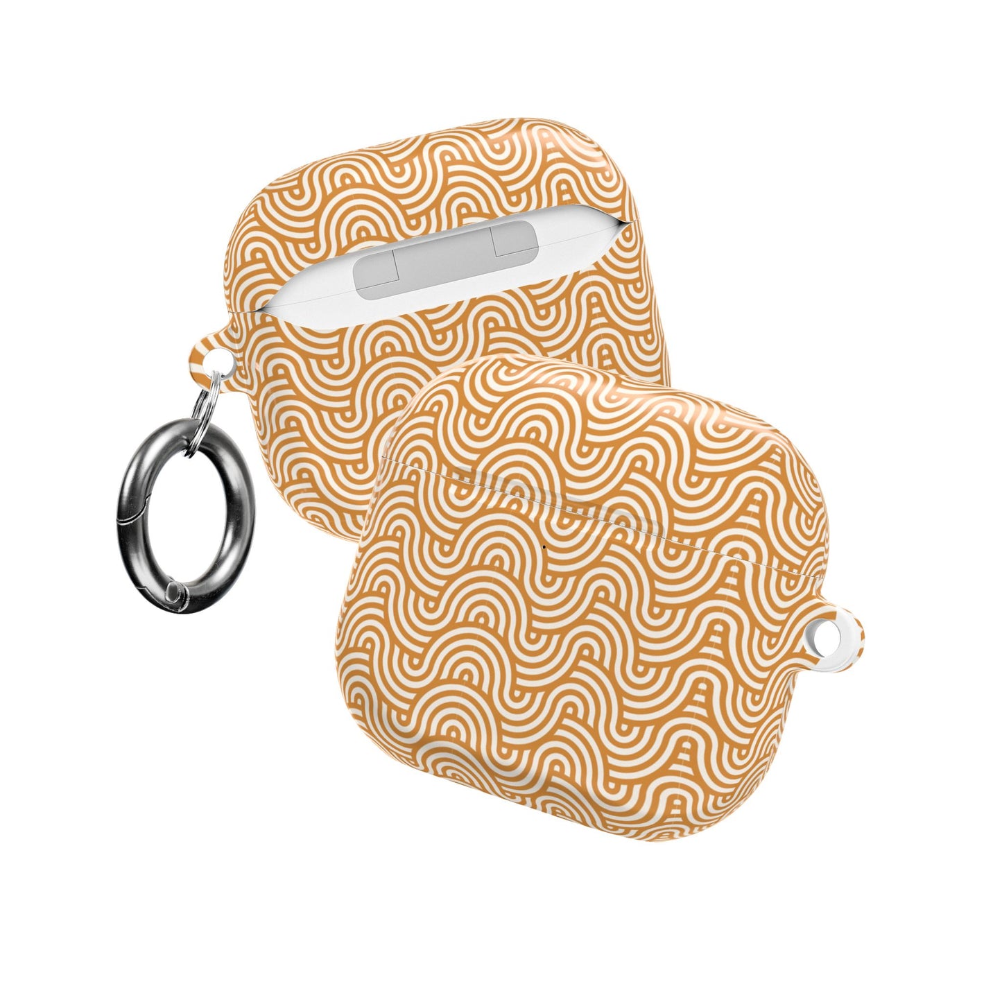 Retro Wave AirPod Case — Beige Geometric Pattern Protective Cover