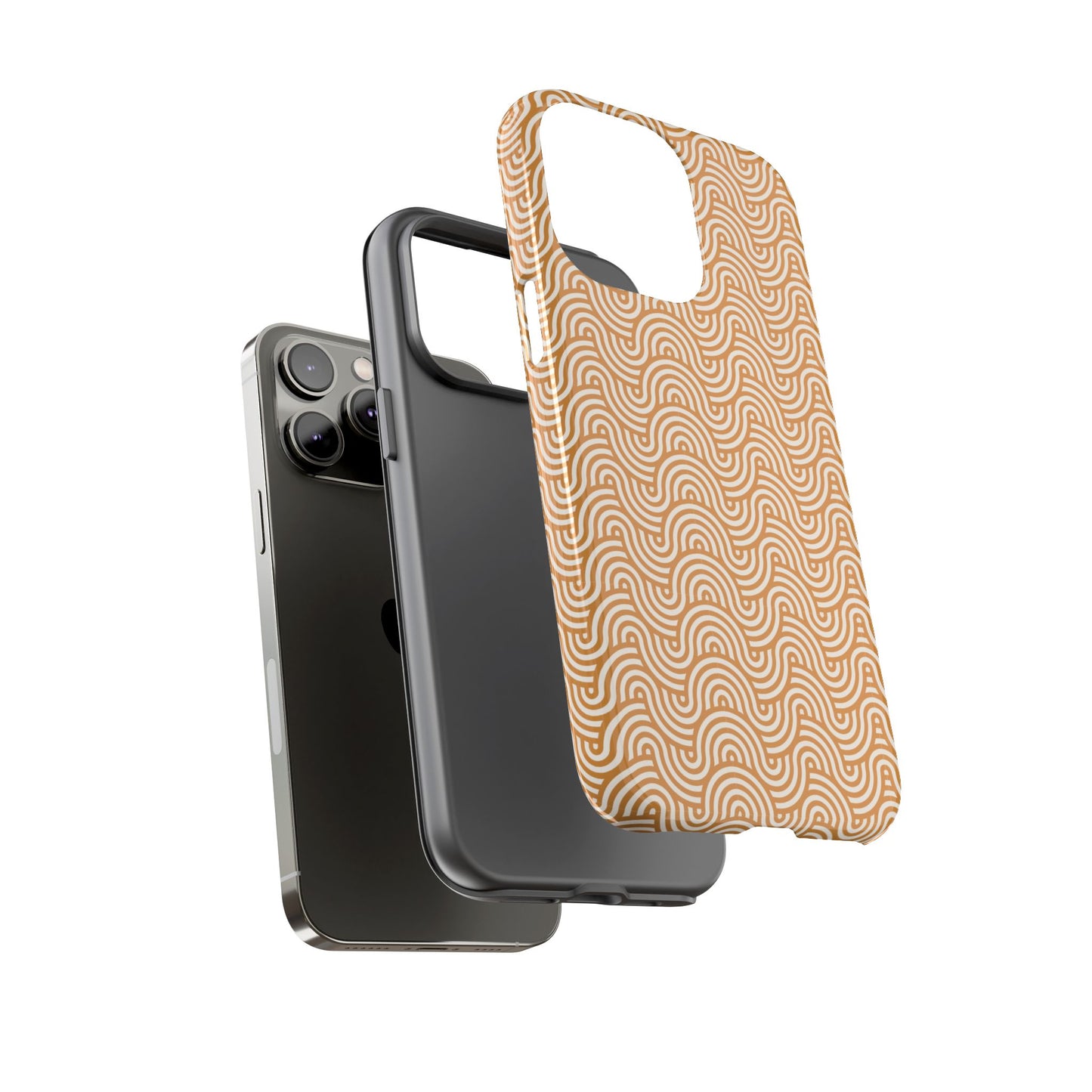 iPhone Tough Case — Beige Retro Wave Pattern Protective Phone Cover
