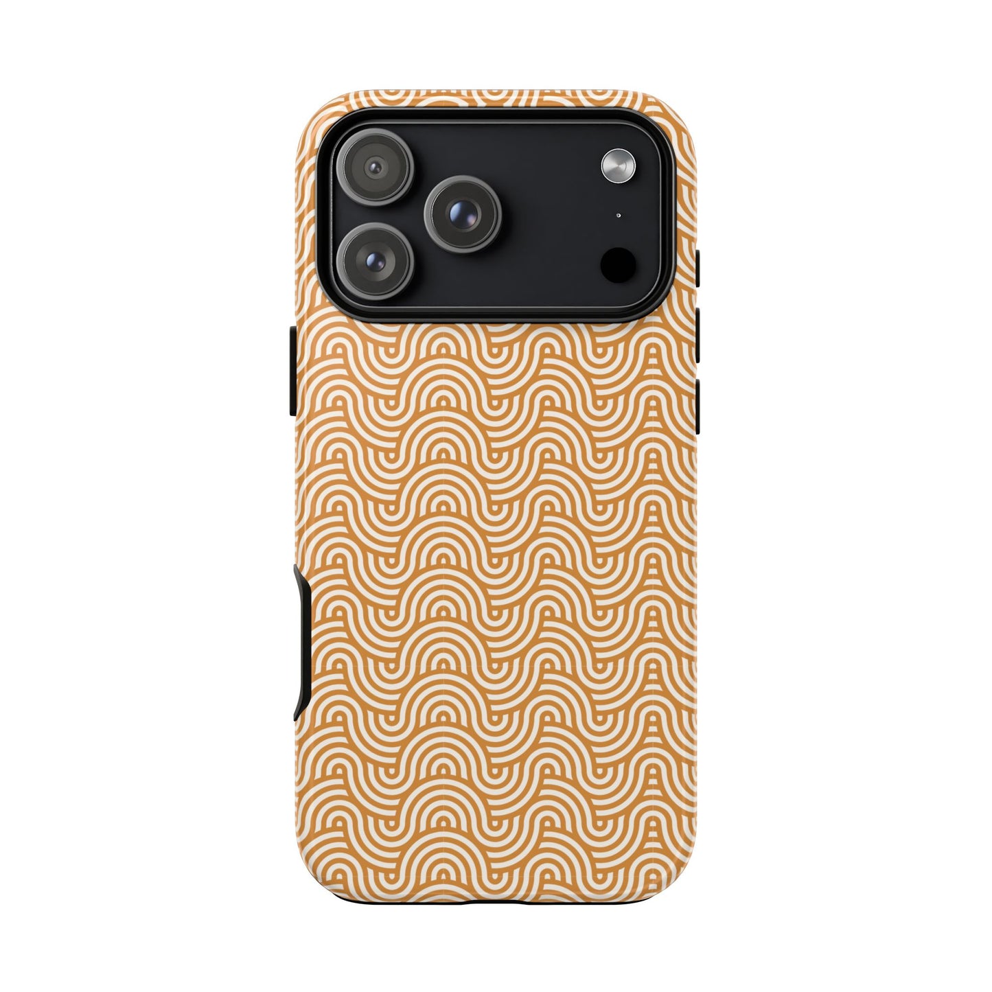 iPhone Tough Case — Beige Retro Wave Pattern Protective Phone Cover