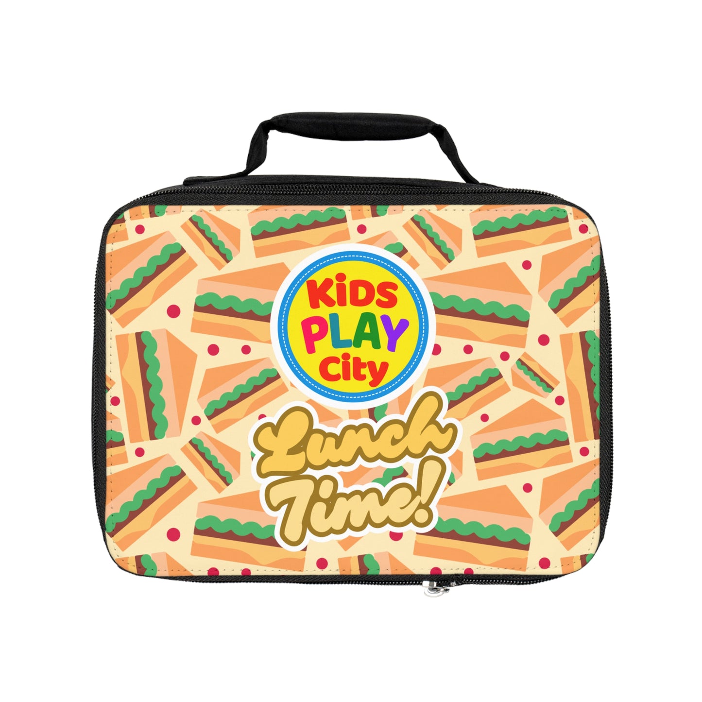 Kids Play City "Lunch Time!" Lunch Bag — Cute Sandwich Pattern Insulated Kids Lunchbox