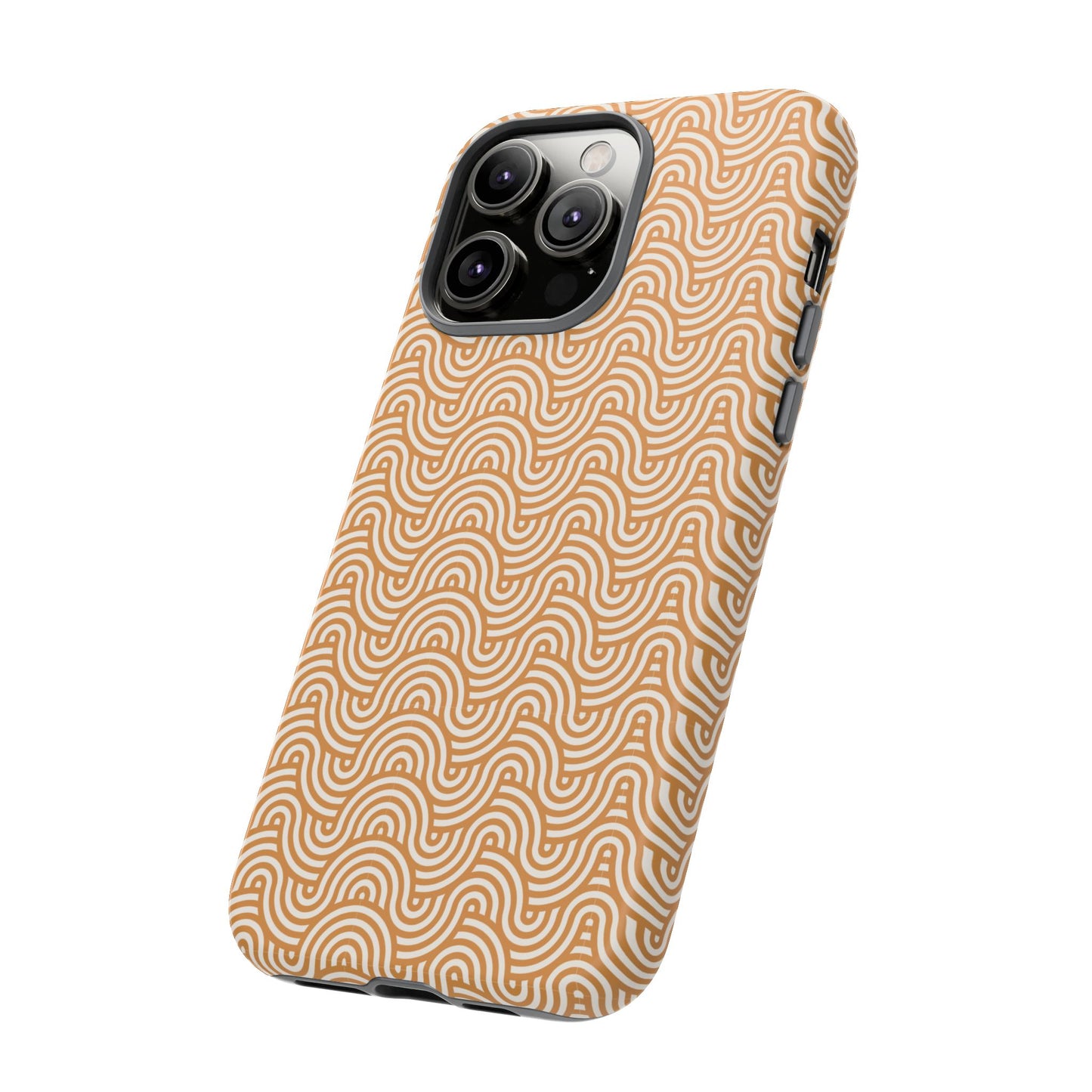 iPhone Tough Case — Beige Retro Wave Pattern Protective Phone Cover