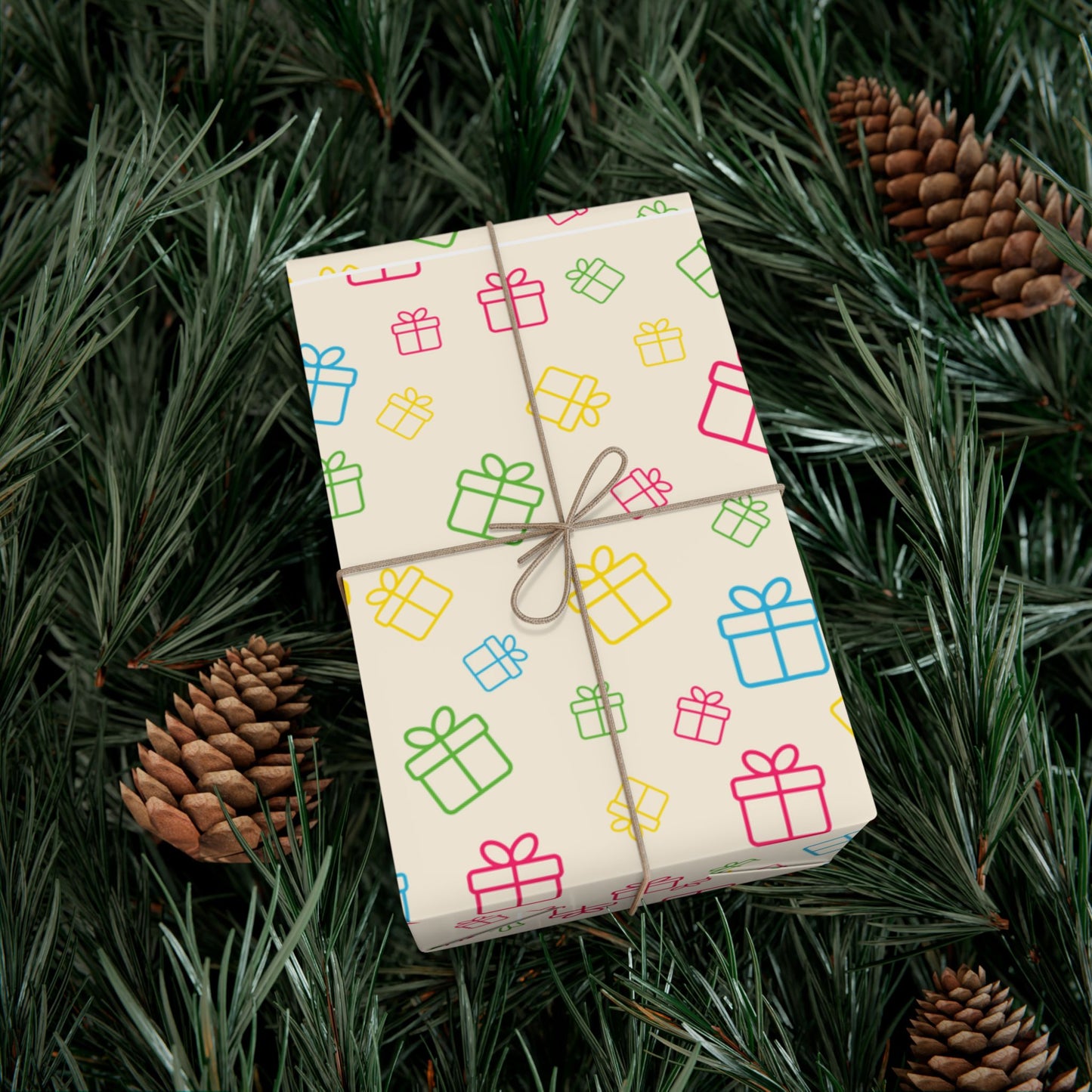 Gift Wrap Paper — Pastel Rainbow Present Pattern (Wrapping Paper Roll)