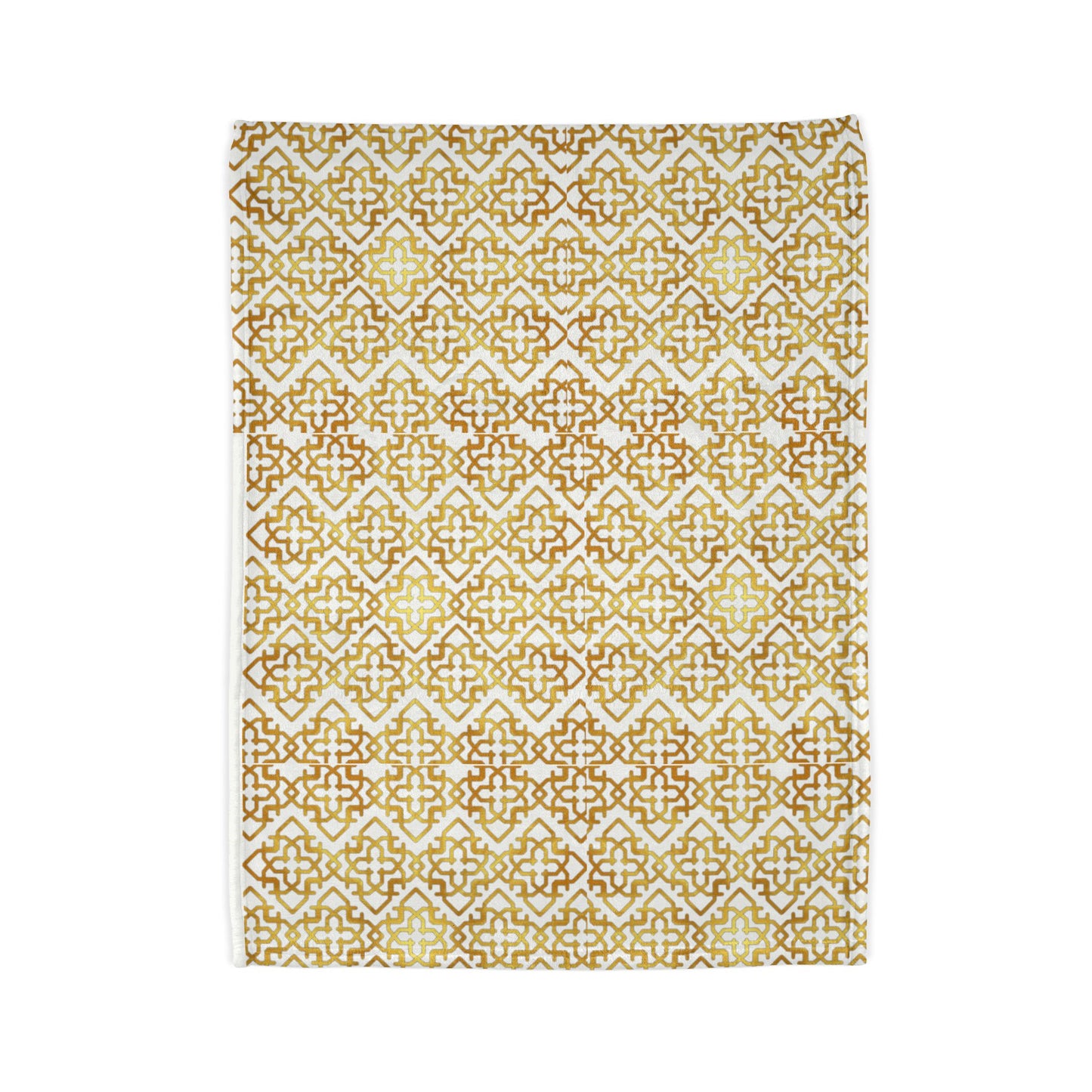 Geometric Gold Moroccan Throw Blanket — Soft Polyester Decorative Bed & Sofa Blanket