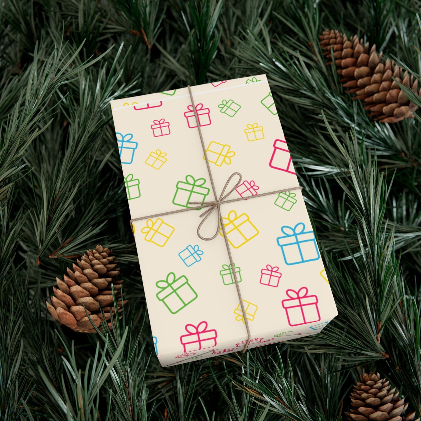 Gift Wrap Paper — Pastel Rainbow Present Pattern (Wrapping Paper Roll)