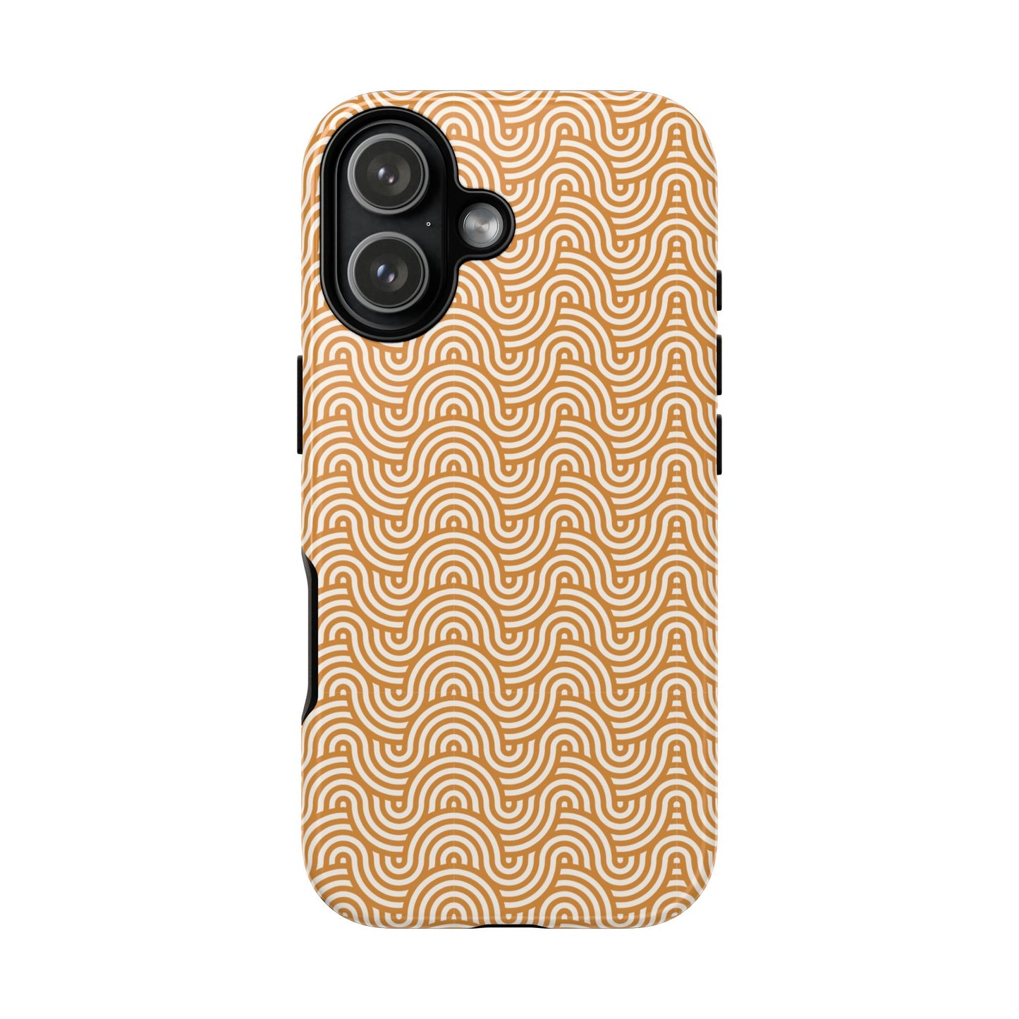 iPhone Tough Case — Beige Retro Wave Pattern Protective Phone Cover
