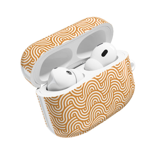 Retro Wave AirPod Case — Beige Geometric Pattern Protective Cover