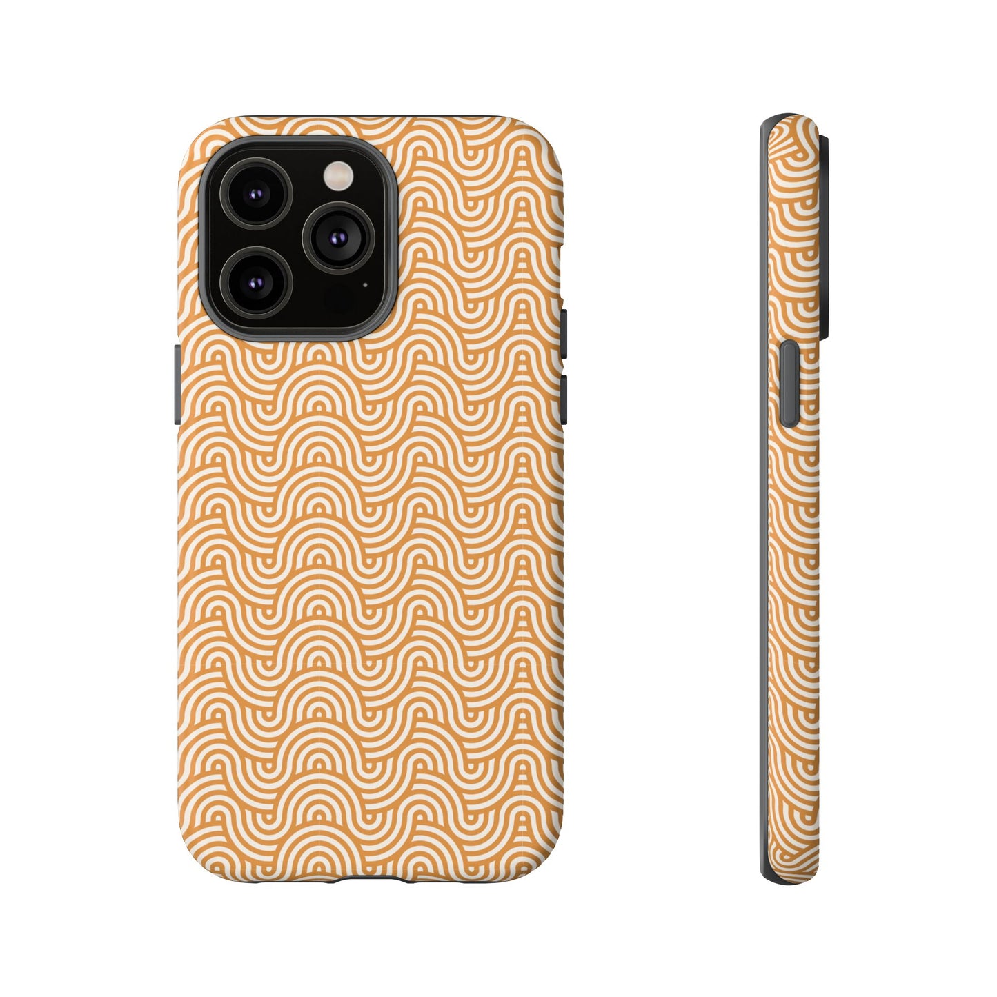 iPhone Tough Case — Beige Retro Wave Pattern Protective Phone Cover