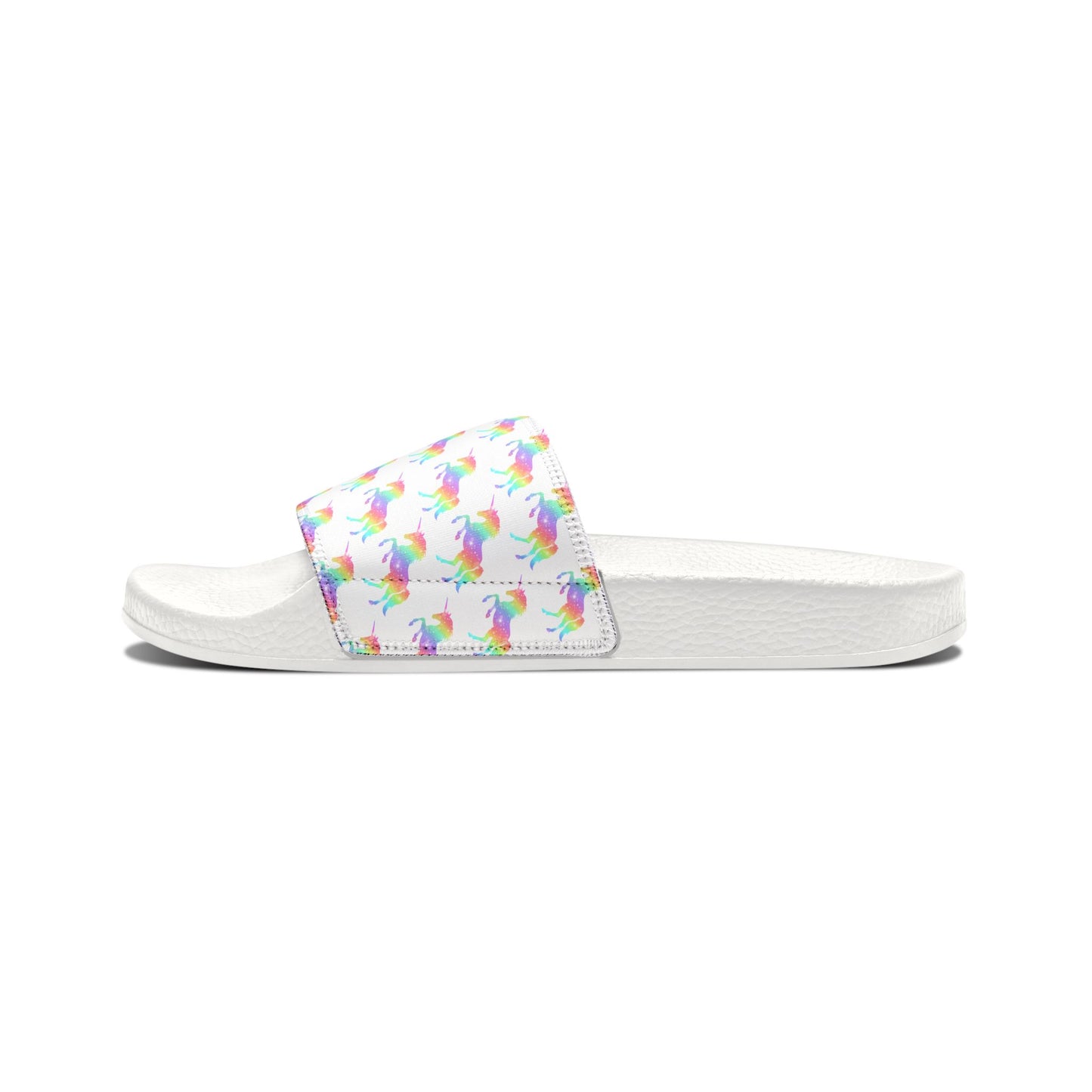 Youth Rainbow Unicorn Slide Sandals — Removable Strap Kids Beach Slides