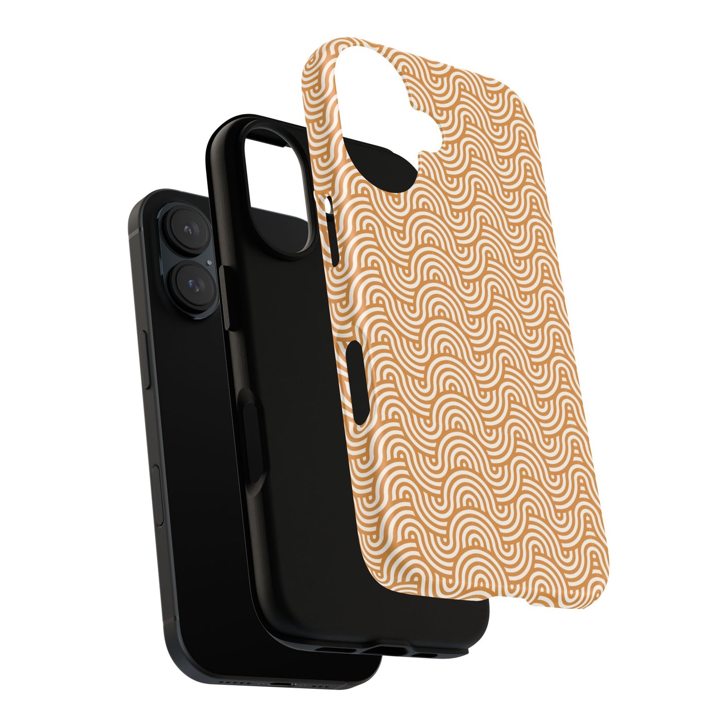 iPhone Tough Case — Beige Retro Wave Pattern Protective Phone Cover