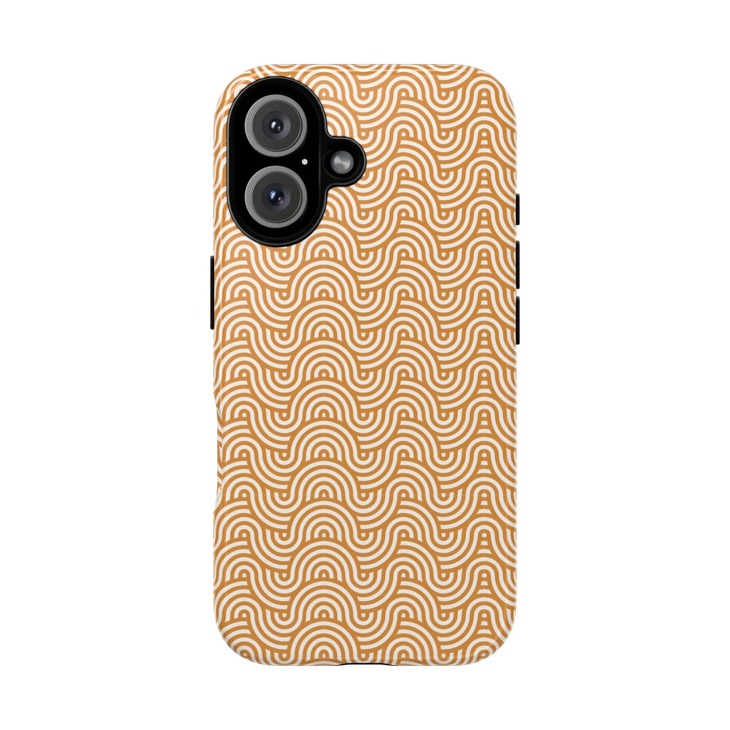 iPhone Tough Case — Beige Retro Wave Pattern Protective Phone Cover