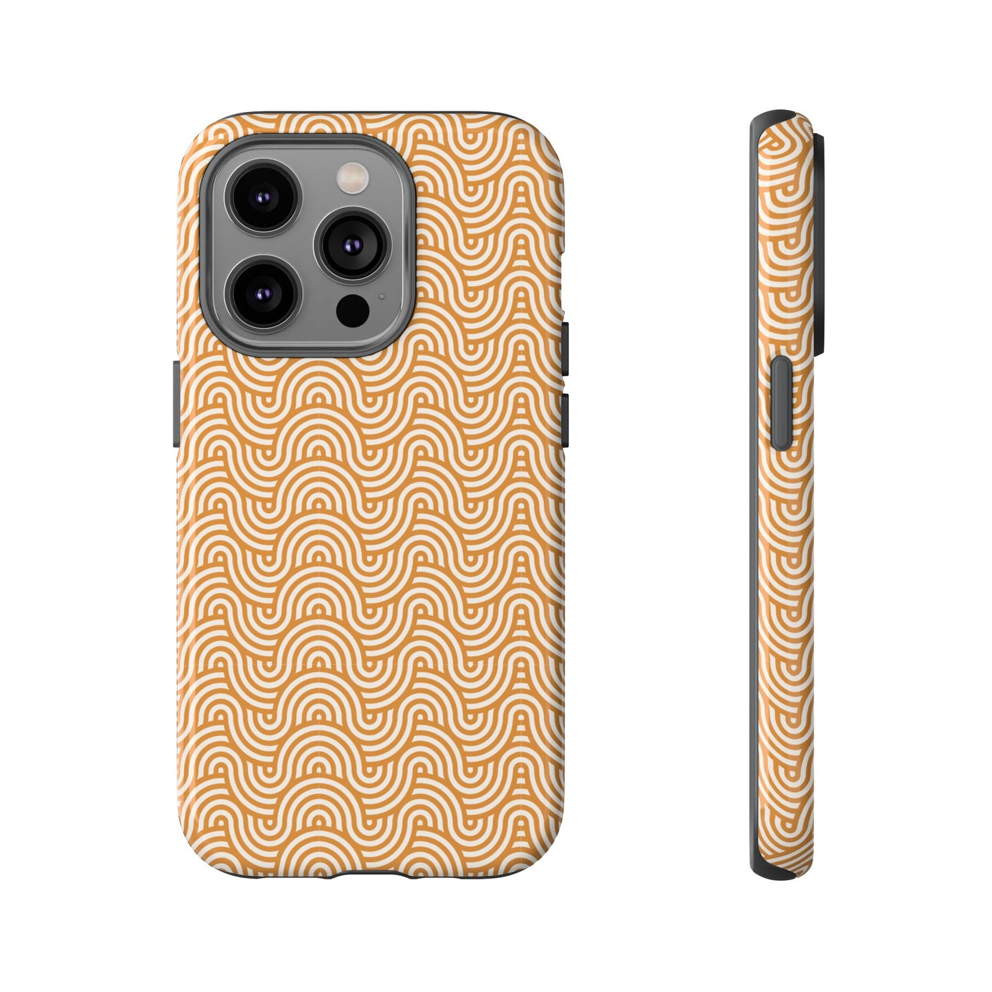 iPhone Tough Case — Beige Retro Wave Pattern Protective Phone Cover