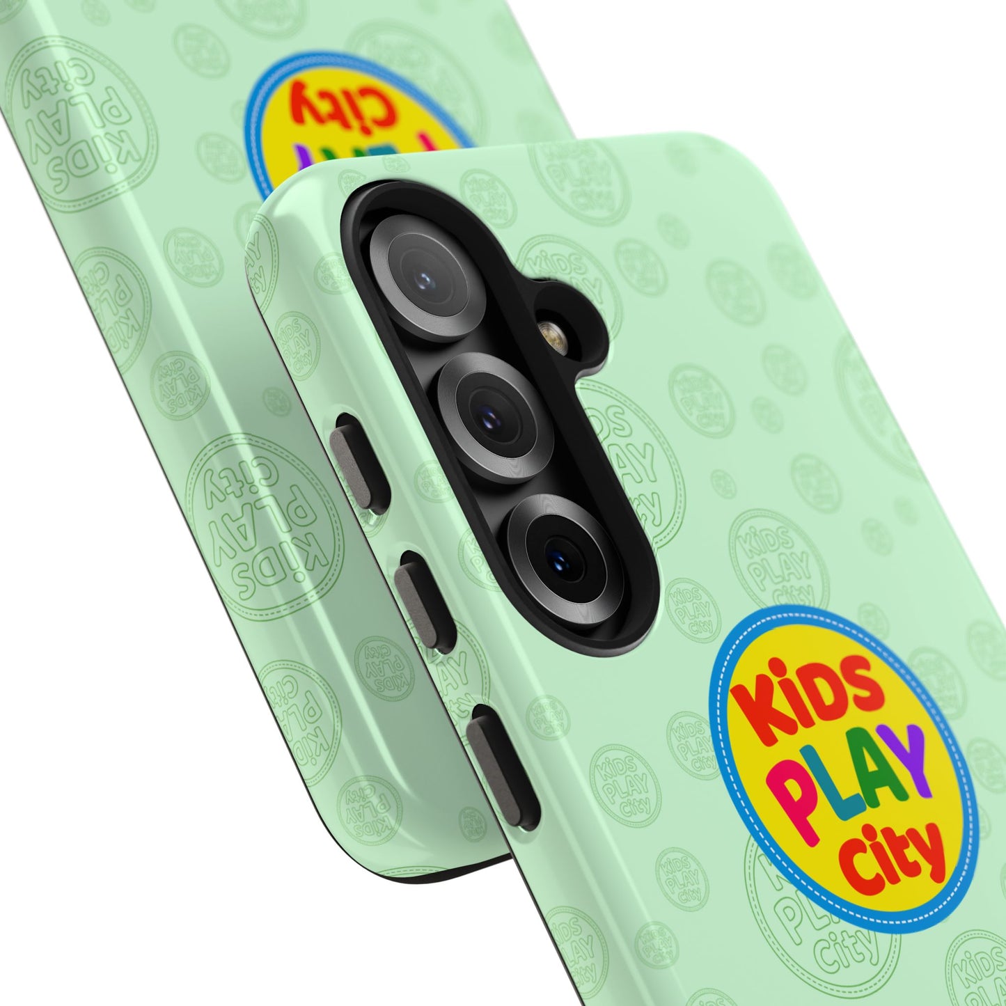 Kids Play City Tough Phone Case — Mint Protective Phone Cover with Kids Play City Logo