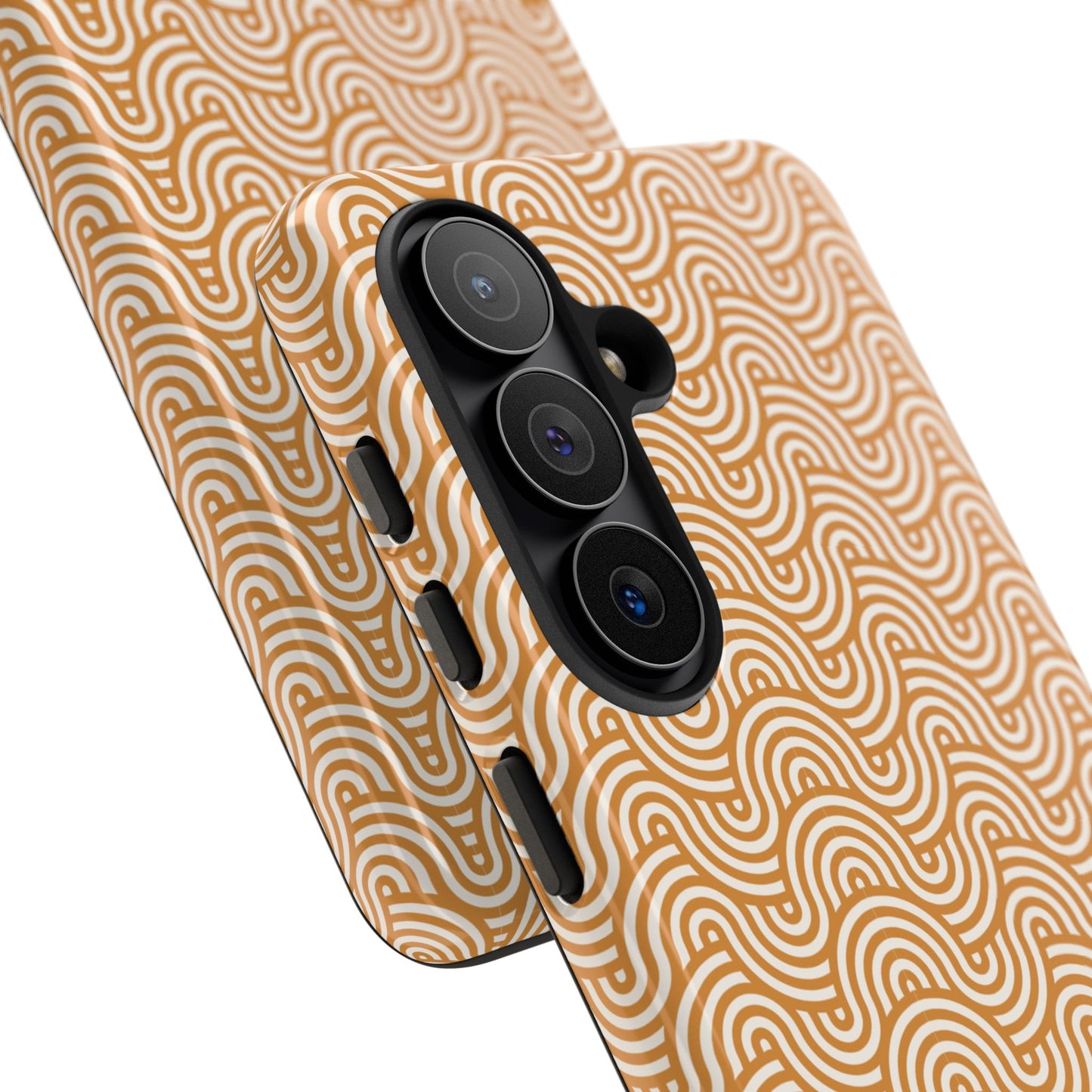 iPhone Tough Case — Beige Retro Wave Pattern Protective Phone Cover