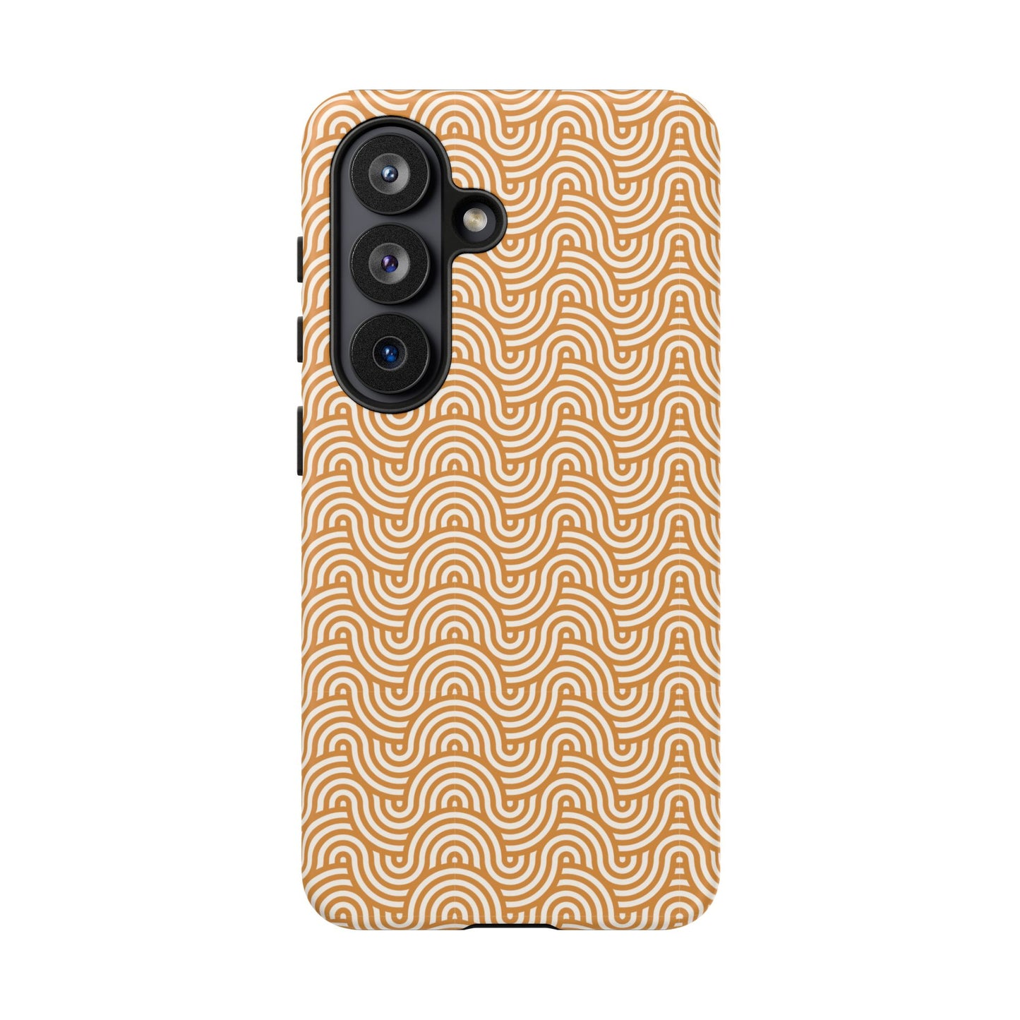 iPhone Tough Case — Beige Retro Wave Pattern Protective Phone Cover