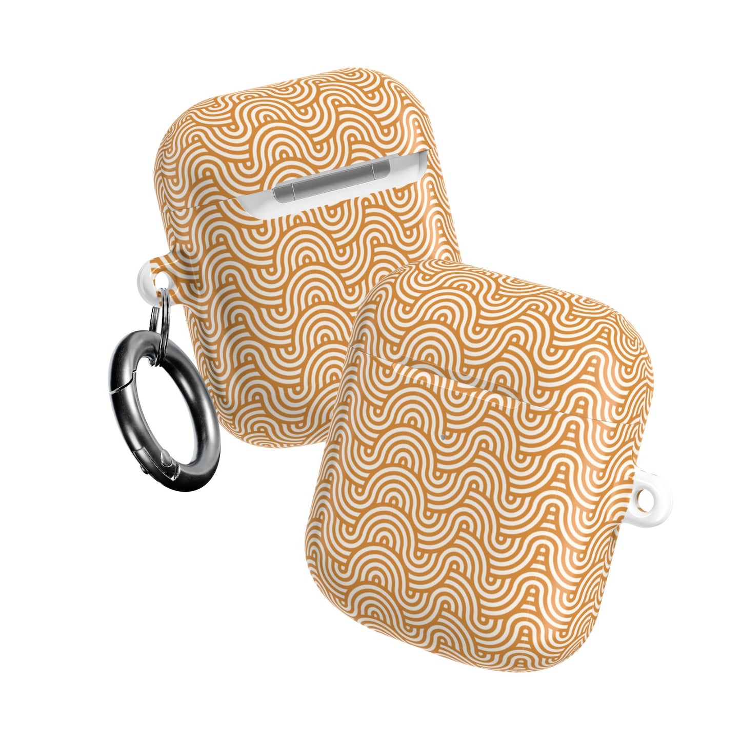 Retro Wave AirPod Case — Beige Geometric Pattern Protective Cover