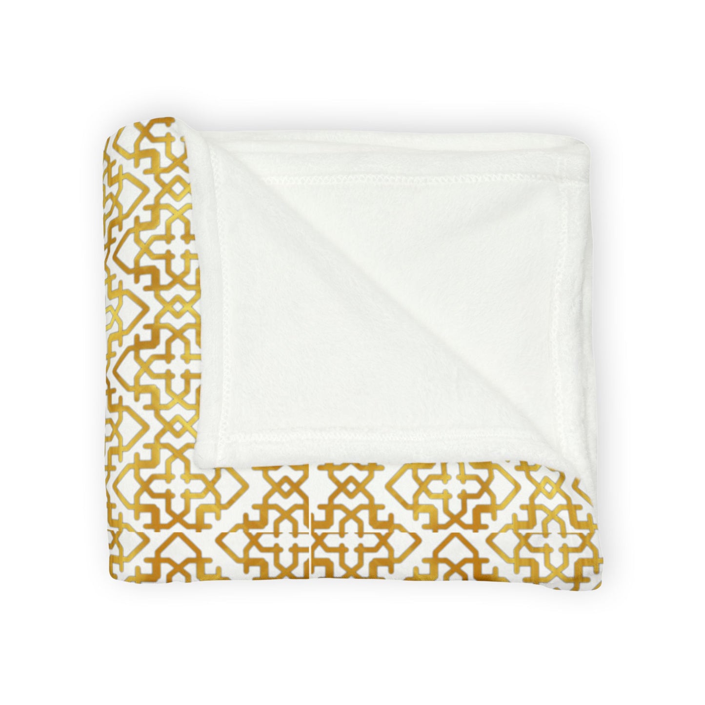 Geometric Gold Moroccan Throw Blanket — Soft Polyester Decorative Bed & Sofa Blanket