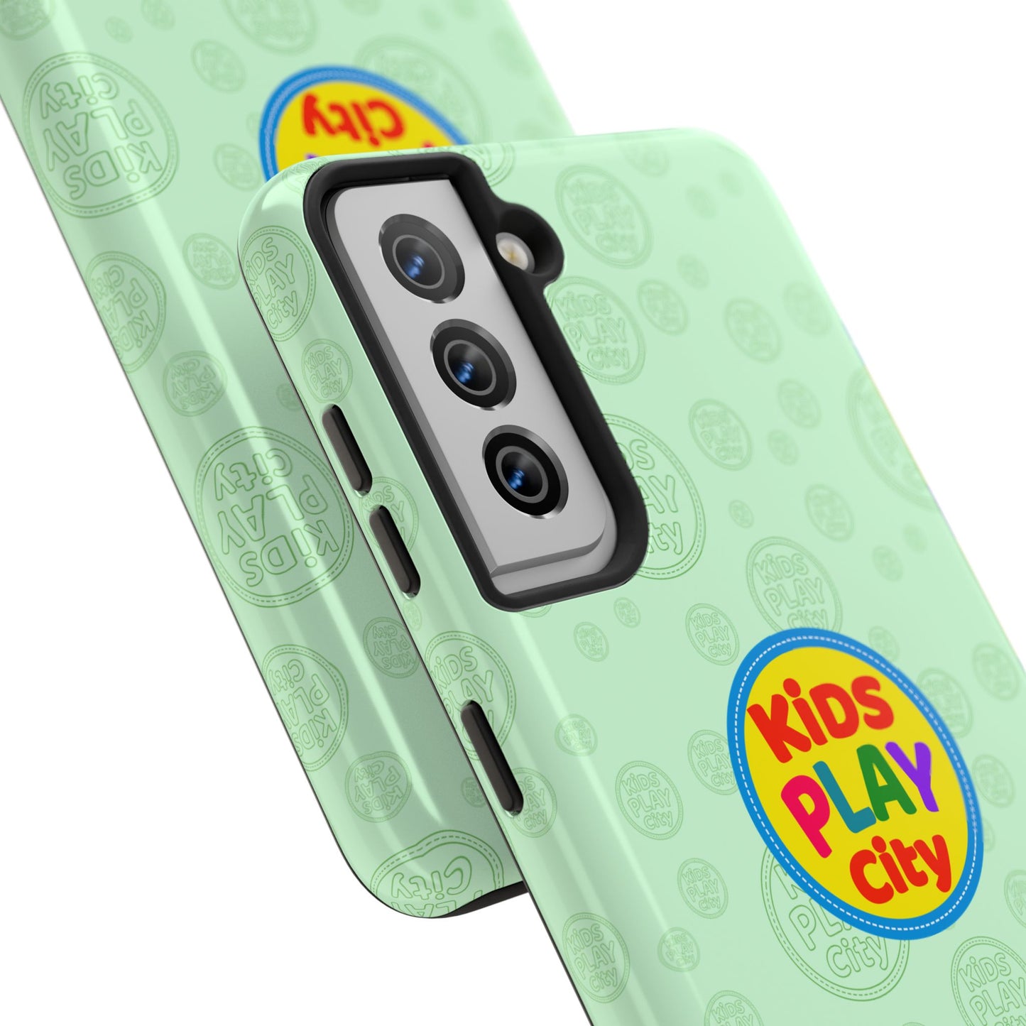 Kids Play City Tough Phone Case — Mint Protective Phone Cover with Kids Play City Logo