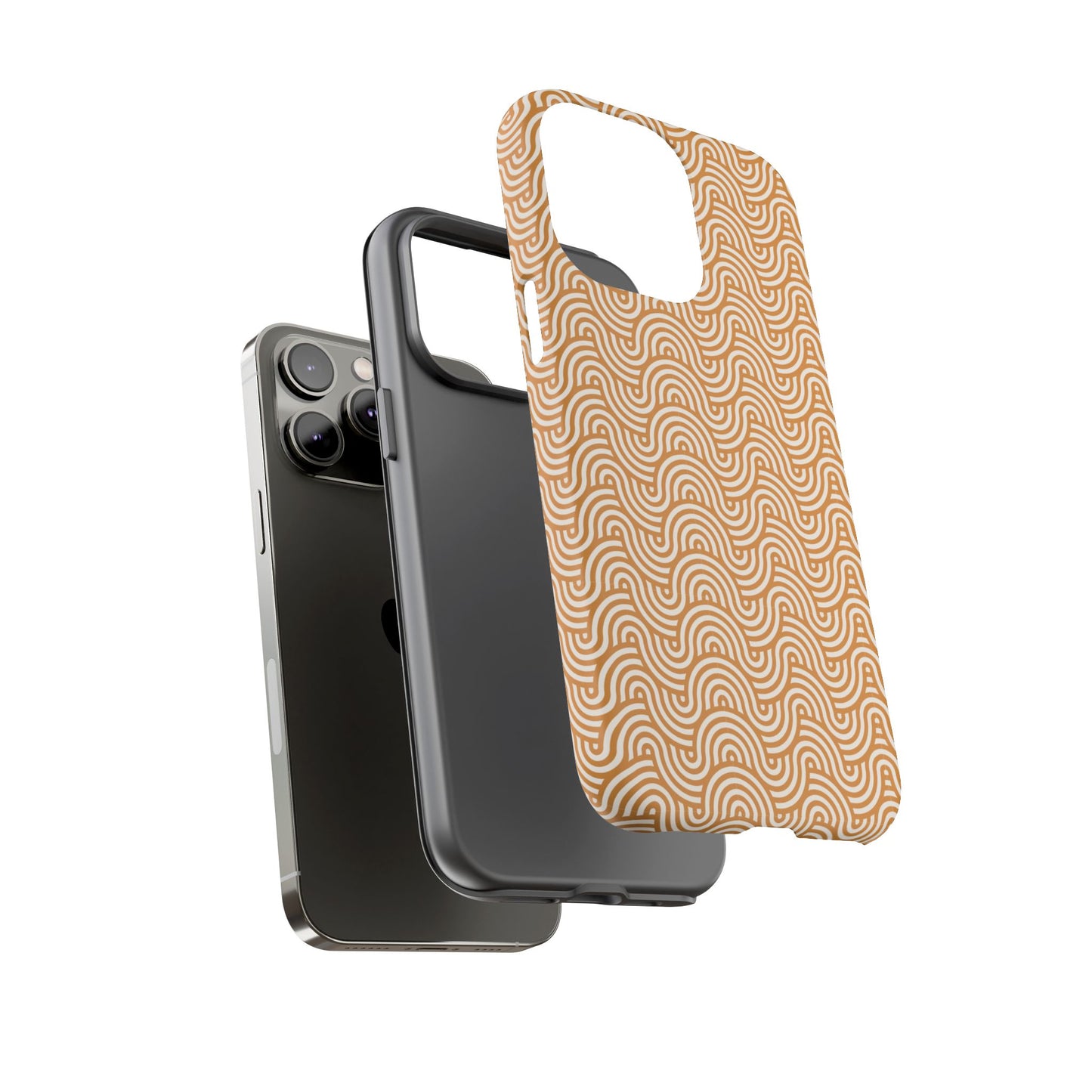 iPhone Tough Case — Beige Retro Wave Pattern Protective Phone Cover