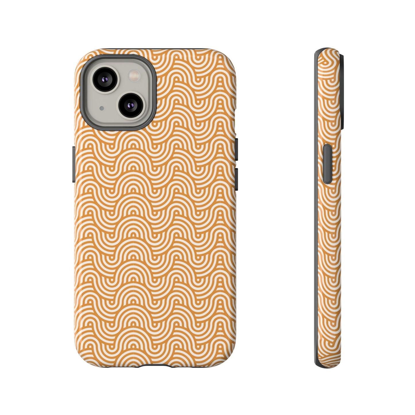 iPhone Tough Case — Beige Retro Wave Pattern Protective Phone Cover