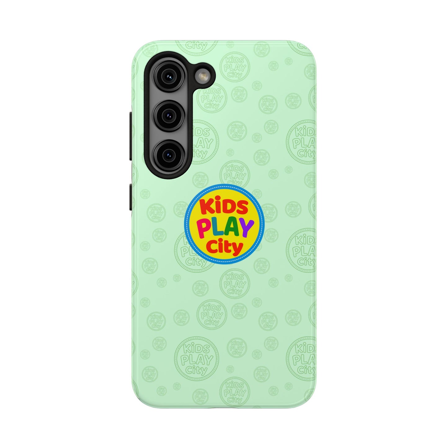 Kids Play City Tough Phone Case — Mint Protective Phone Cover with Kids Play City Logo