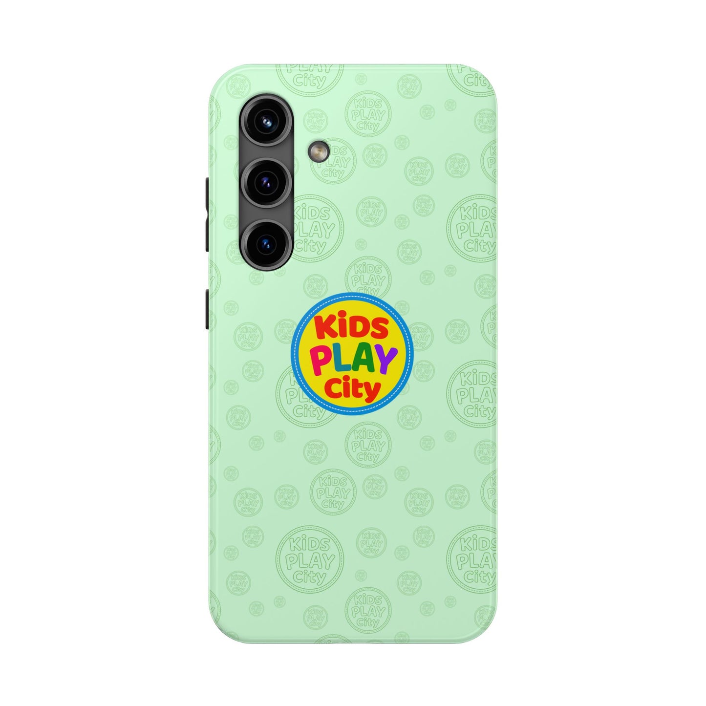 Kids Play City Tough Phone Case — Mint Protective Phone Cover with Kids Play City Logo