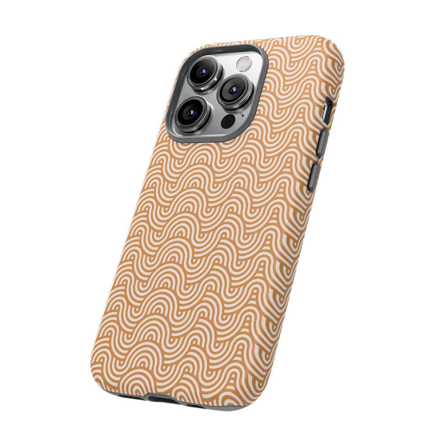 iPhone Tough Case — Beige Retro Wave Pattern Protective Phone Cover