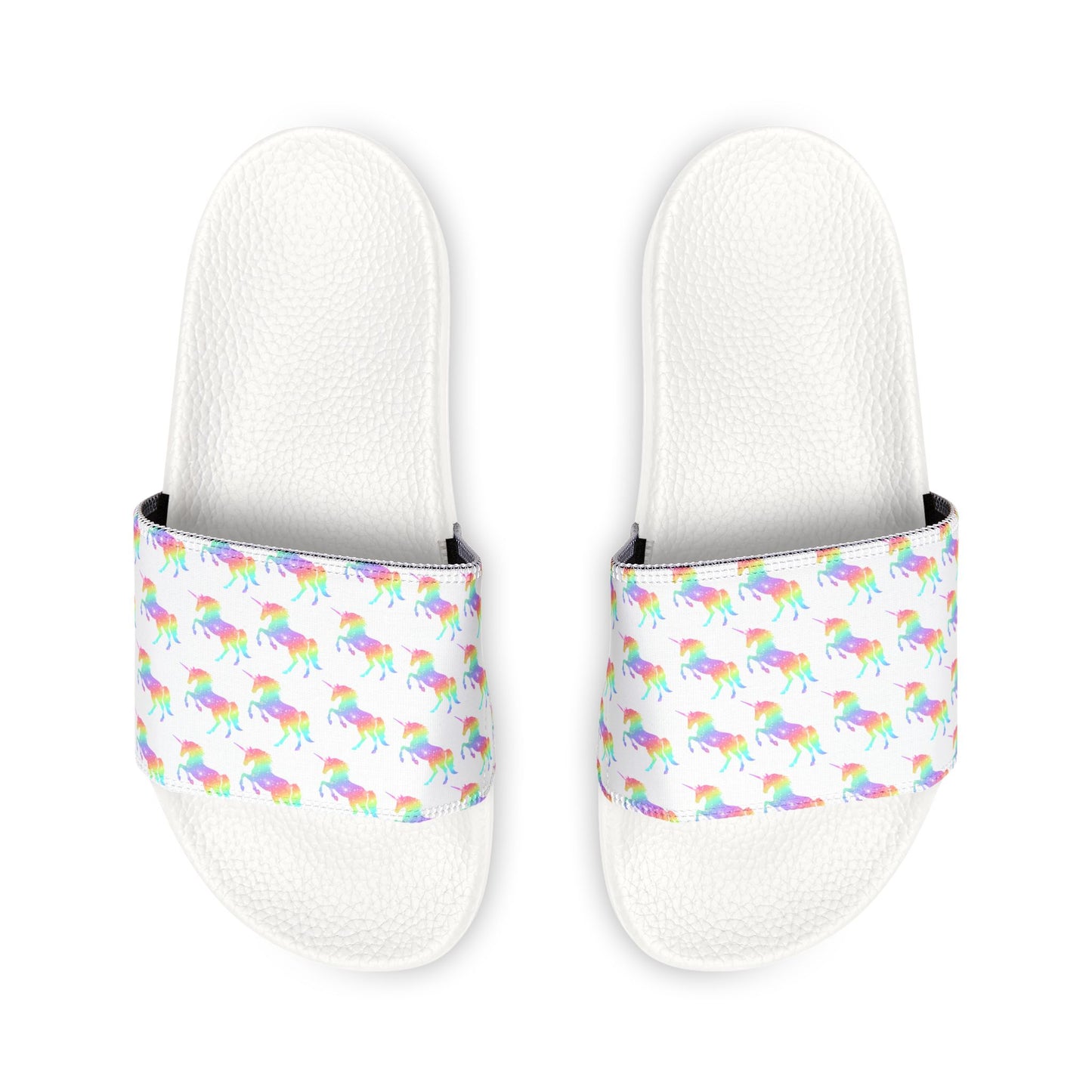Youth Rainbow Unicorn Slide Sandals — Removable Strap Kids Beach Slides