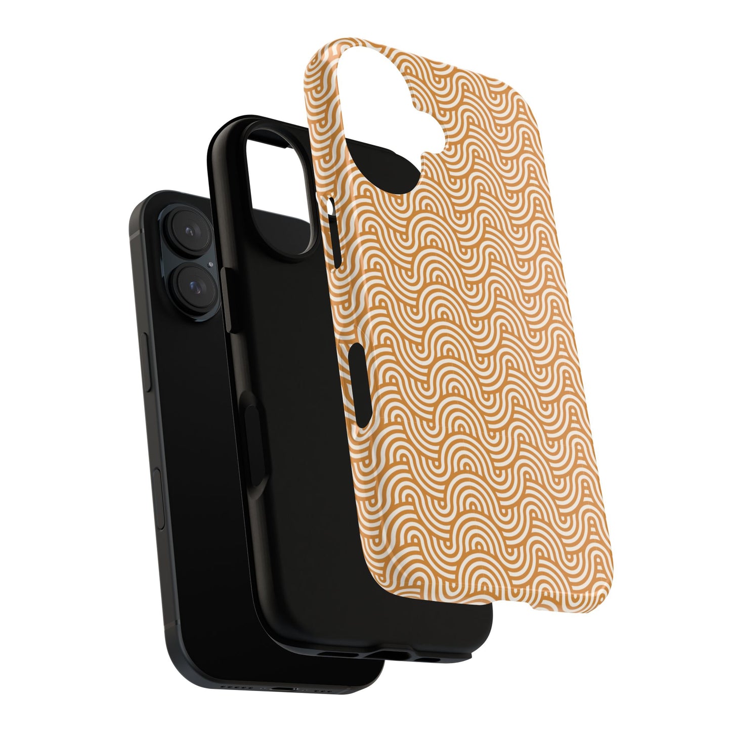 iPhone Tough Case — Beige Retro Wave Pattern Protective Phone Cover