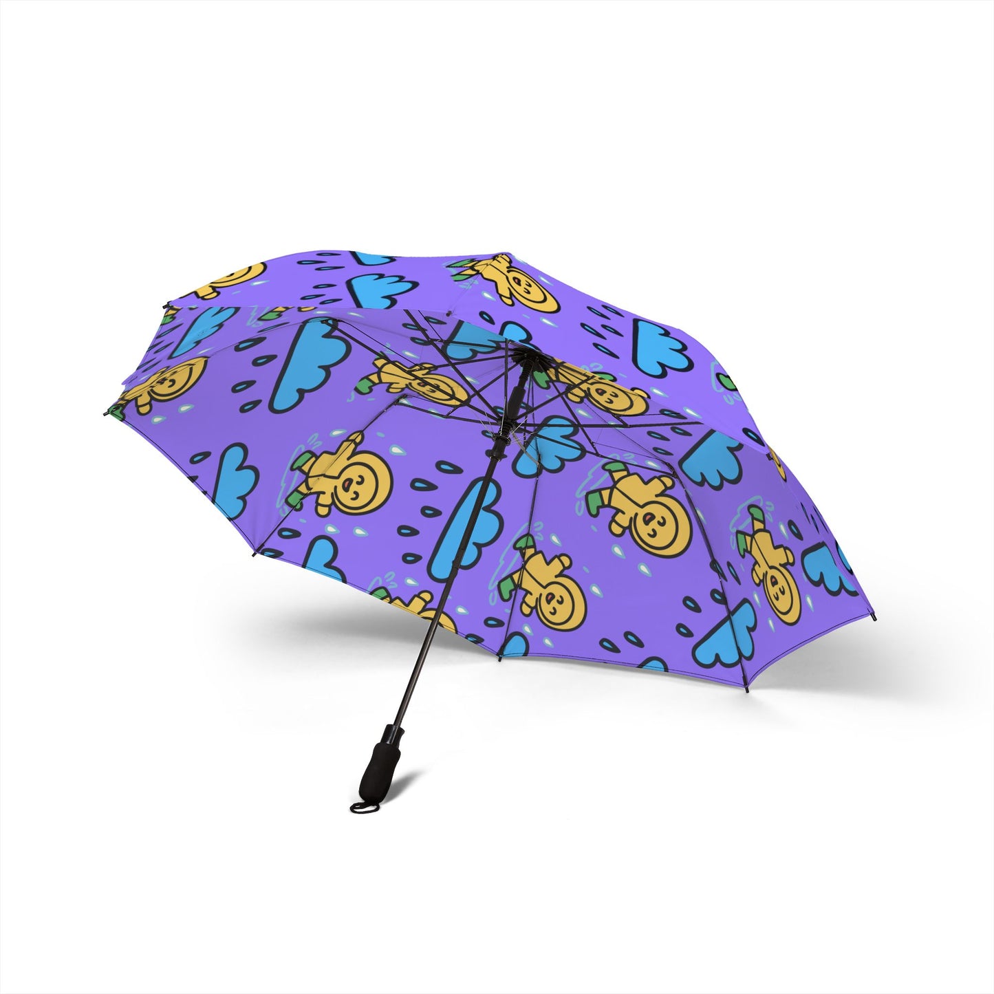 Foldable Umbrella — Cute Rain Cloud & Smiley Pineapple Pattern