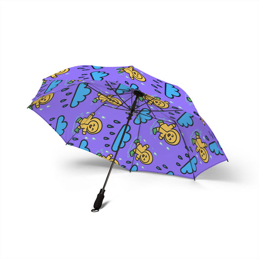 Foldable Umbrella — Cute Rain Cloud & Smiley Pineapple Pattern