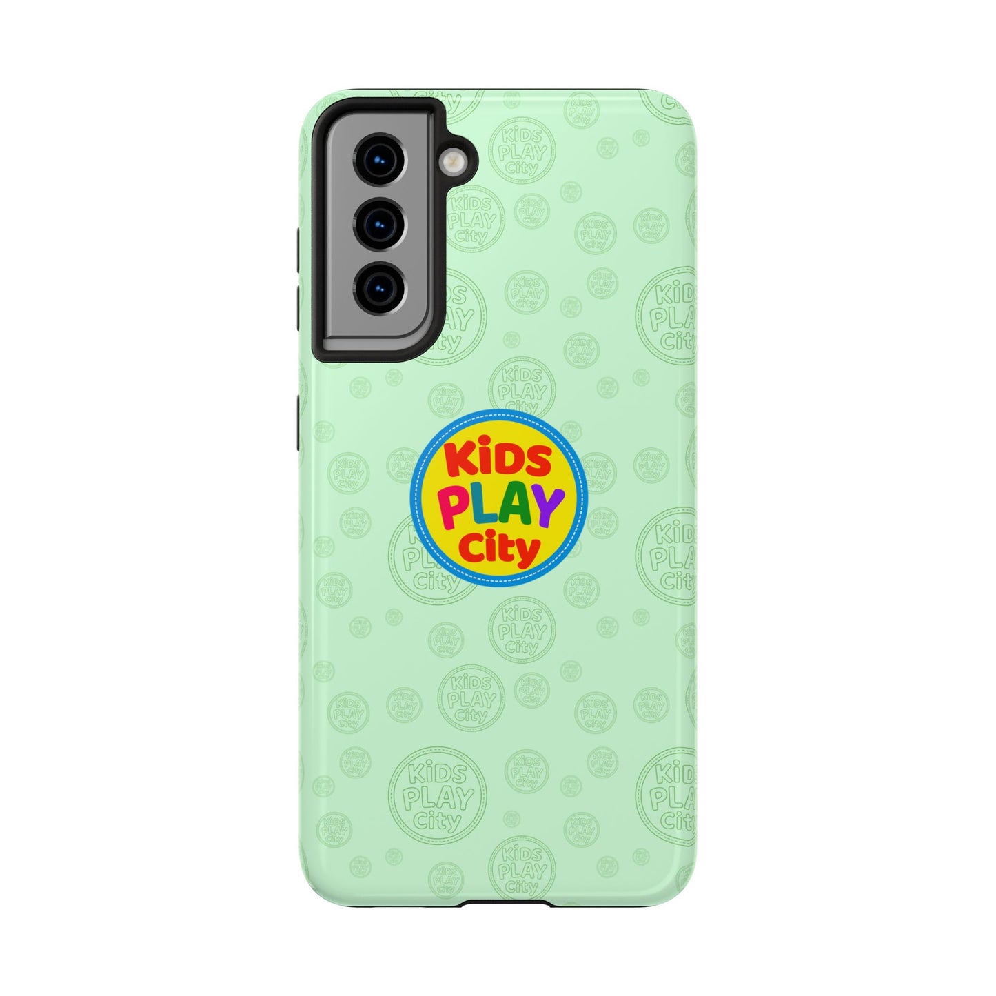 Kids Play City Tough Phone Case — Mint Protective Phone Cover with Kids Play City Logo