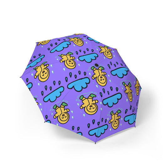 Foldable Umbrella — Cute Rain Cloud & Smiley Pineapple Pattern